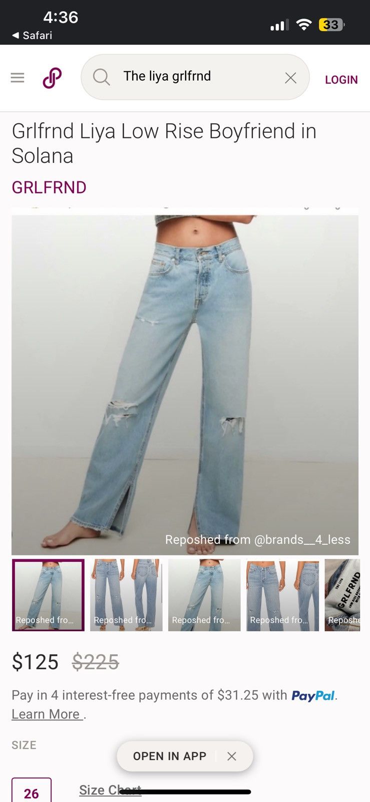 GRLFRND Grlfrnd jeans low rise boyfriend with slits Size 30" / US 8 / IT 44 - 9 Thumbnail