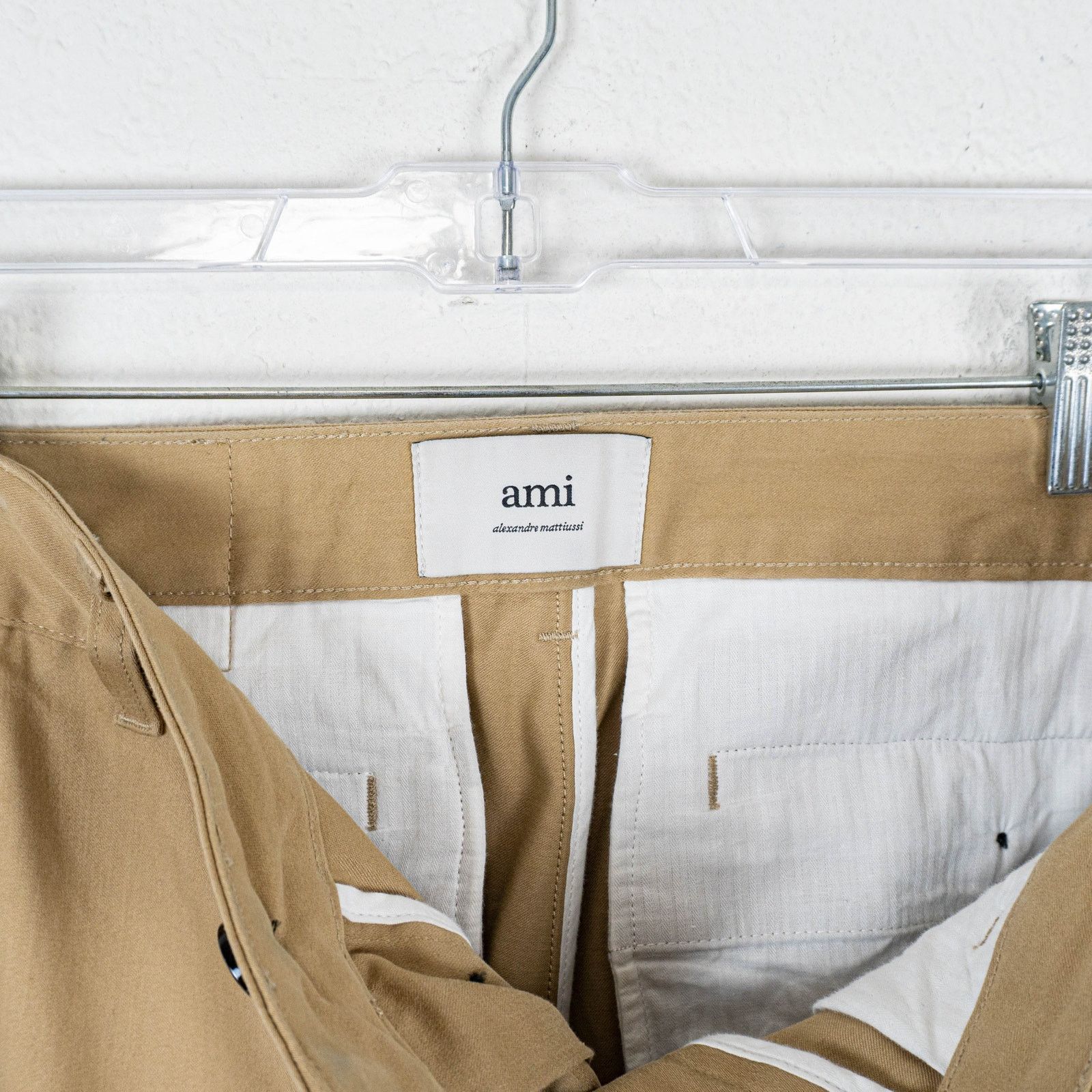AMI AMI Alexandre Mattiussi Logo Patch Trousers Beige M short Size US 32 / EU 48 - 9 Thumbnail