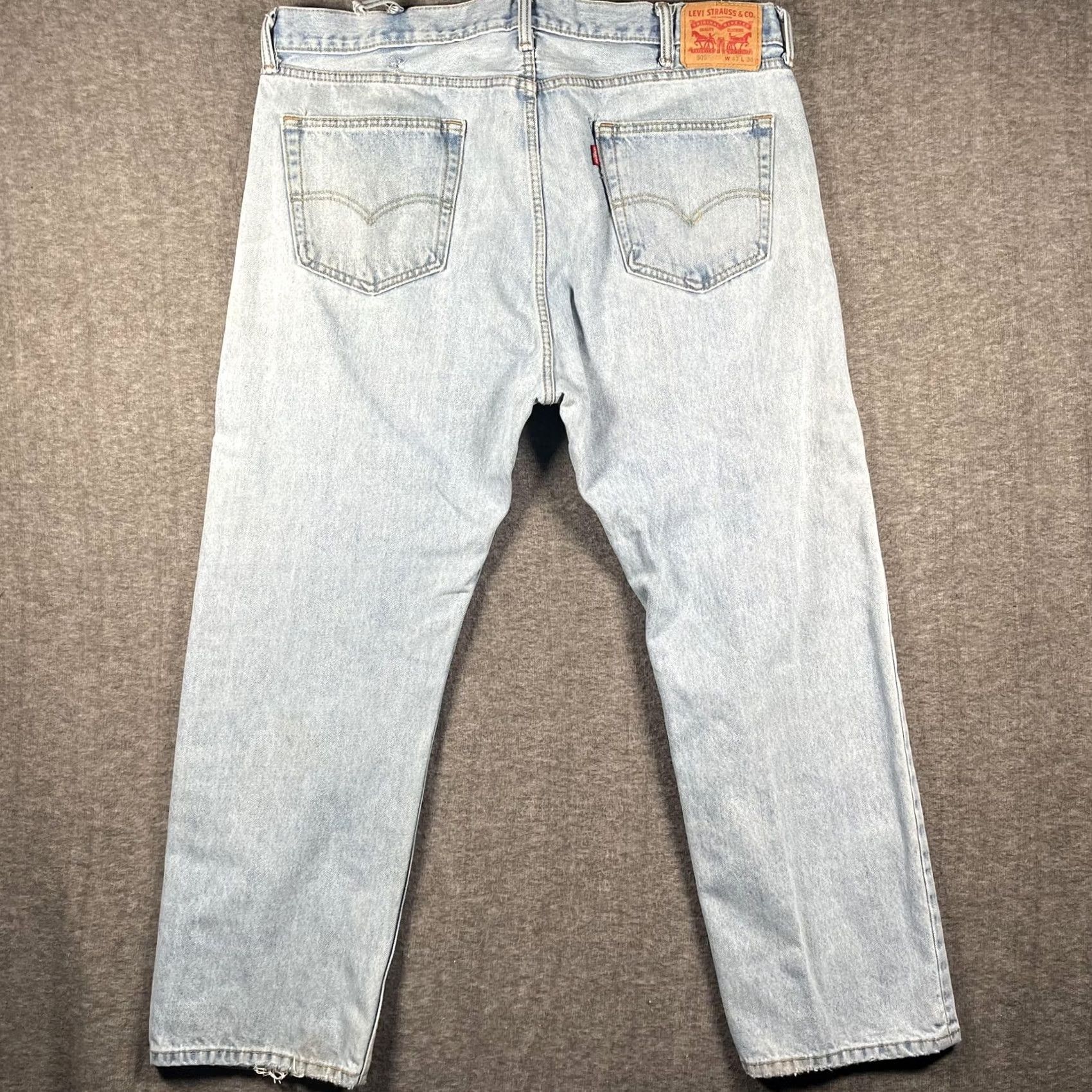 Levi's Levi's 505 Jeans Mens 41x30 Light Wash Blue Straight Regular Fit Denim Jeans Size US 42 / EU 58 - 3 Thumbnail