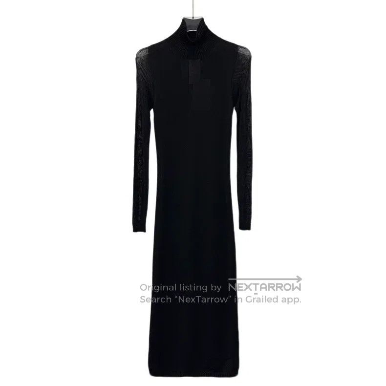 Max Mara Max Mara Black High-Neck Long-Sleeve Knit Dress Size XS / US 0-2 / IT 36-38 - 1 Thumbnail