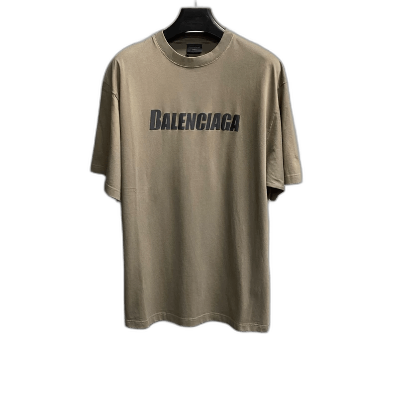 Balenciaga Gray Brown Logo Short Sleeve T-Shirt