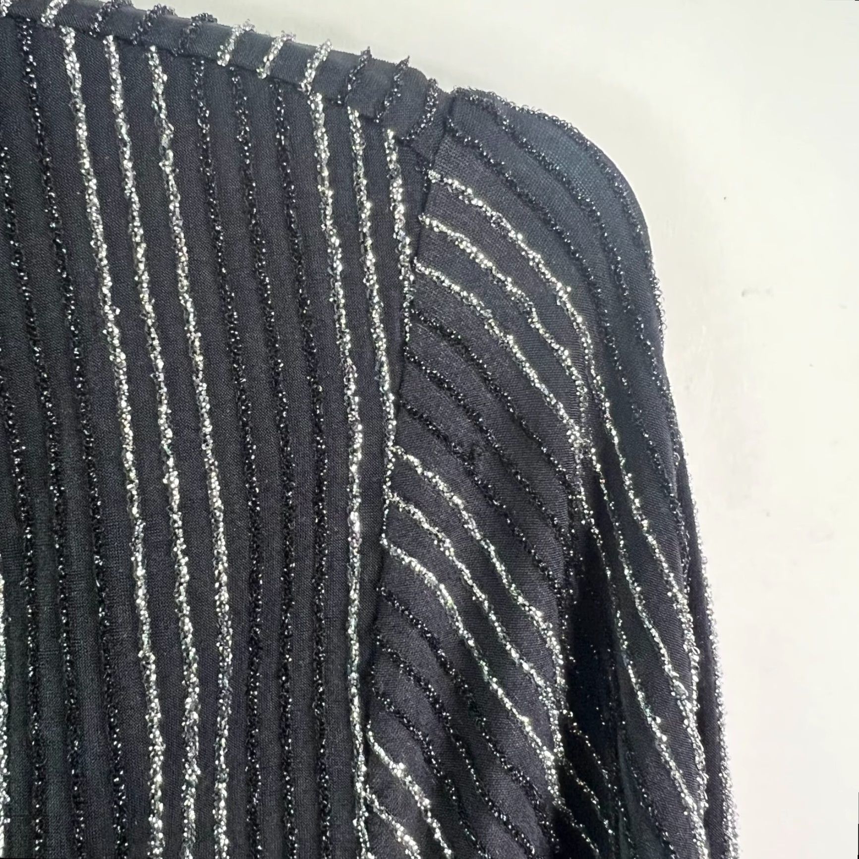 Torrid Torrid Metallic Striped Belted A-Line Dress Plus Size 2 Black Midi V-Neck Flutter Sleeve NWT Size XS / US 0-2 / IT 36-38 - 4 Thumbnail