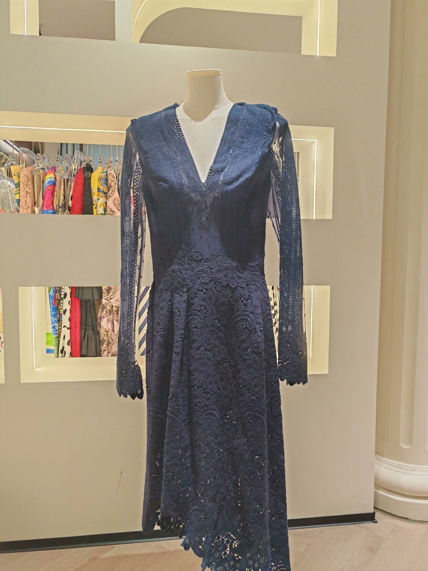 Ermanno Scervino Ermanno Scervino Navy Lace Dress Size S / US 4 / IT 40 - 1 Thumbnail