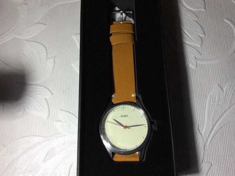 Designer Miro cream /Brown Men's leather strap Watch Size ONE SIZE - 1 Thumbnail