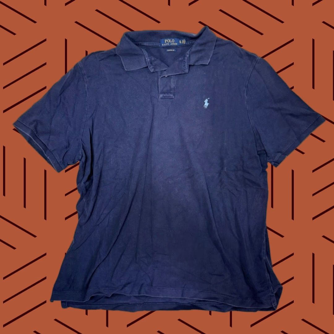 Vintage VINTAGE Polo Ralph Lauren Classic Shirt Mens XL Distressed Cotton Short Sleeve Blue Size US XL / EU 56 / 4 - 1 Thumbnail