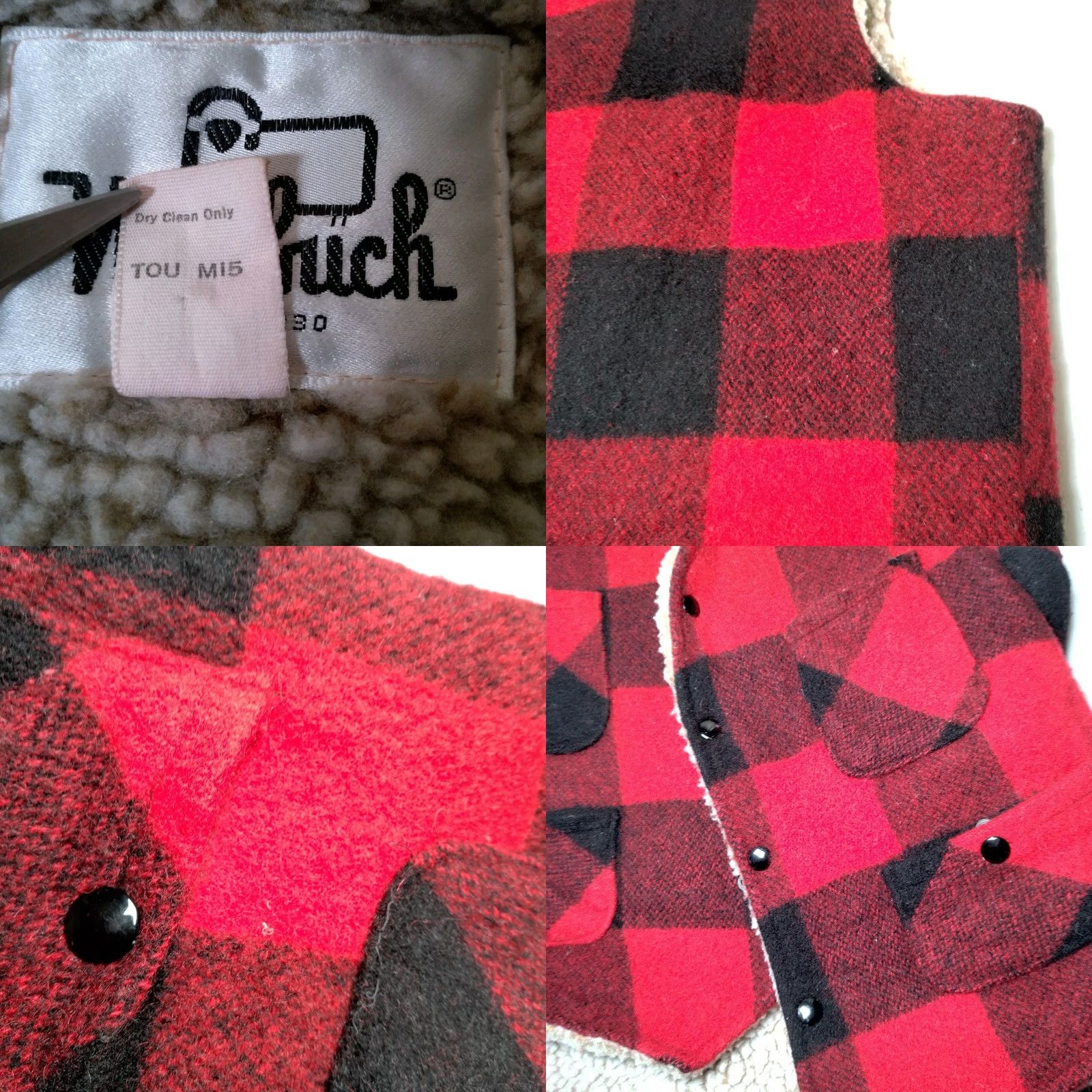 Vintage VINTAGE Woolrich Vest Medium Red Wool Blend Buffalo Plaid Snap Sherpa Lined Work Men M Red Buffalo Plaid Woolrich Vest Size US M / EU 48-50 / 2 - 9 Thumbnail