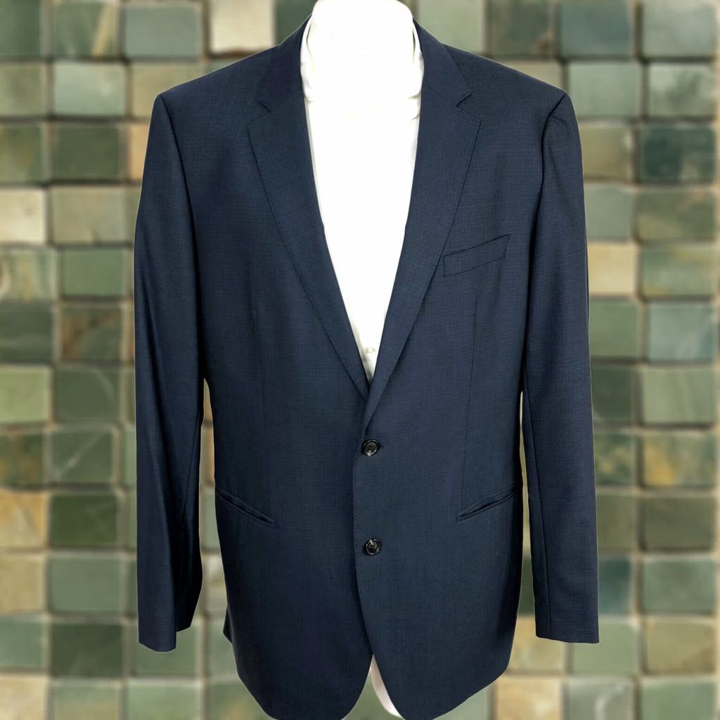 Hugo Boss HUGO BOSS The James/Sharp2 44L Long 100% Wool Two Button Suit Sport Jacket Blue Size 40R - 1 Thumbnail