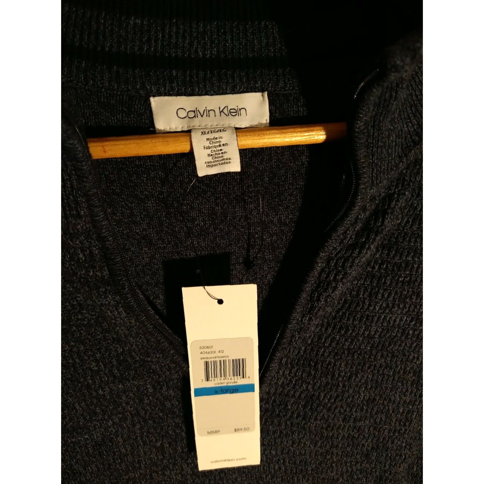 Calvin Klein VINTAGE? Brand New Calvin Klein Pullover Sweater Cadet Grindle XL Blue Cable-Knit 100% Cotton Men Sweater NWT Size US XL / EU 56 / 4 - 2 Thumbnail