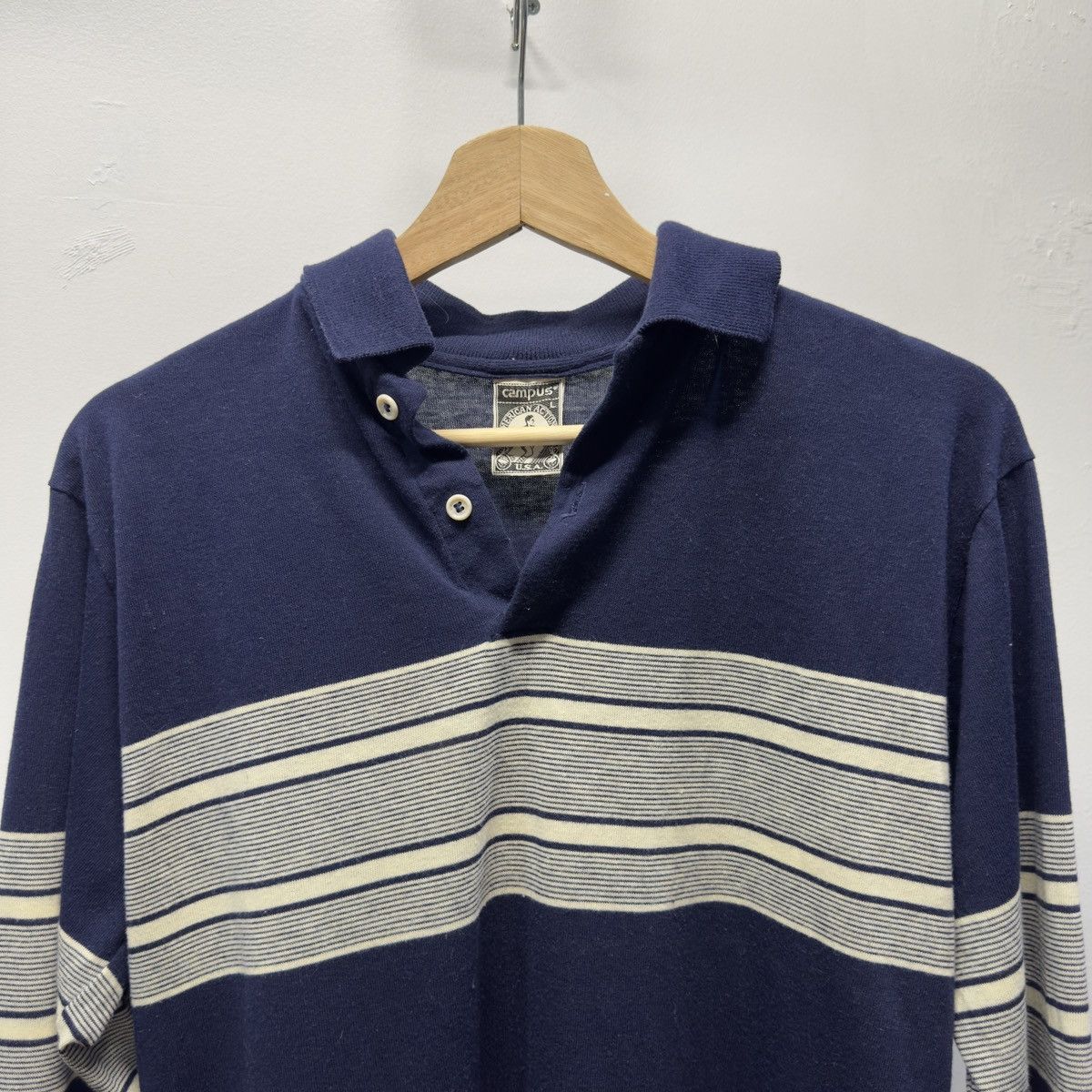 Vintage 70s Campus Striped Rugby Polo Shirt ERD Grunge USA Size US L / EU 52-54 / 3 - 3 Thumbnail