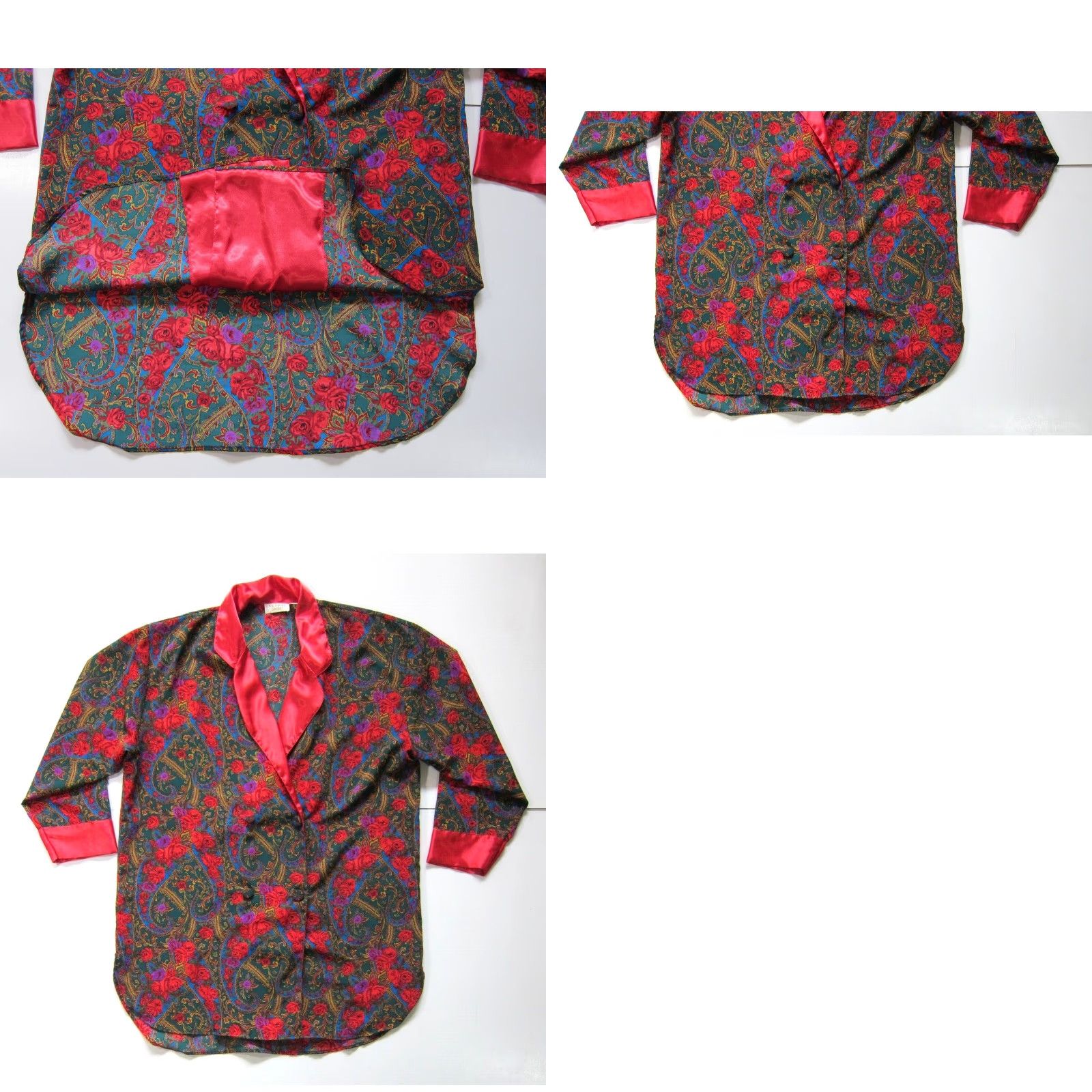 Victoria's Secret VINTAGE Victoria's Secret Red Green Blue Floral Collared Pocket Night Shirt L Size L / US 10 / IT 46 - 8 Thumbnail