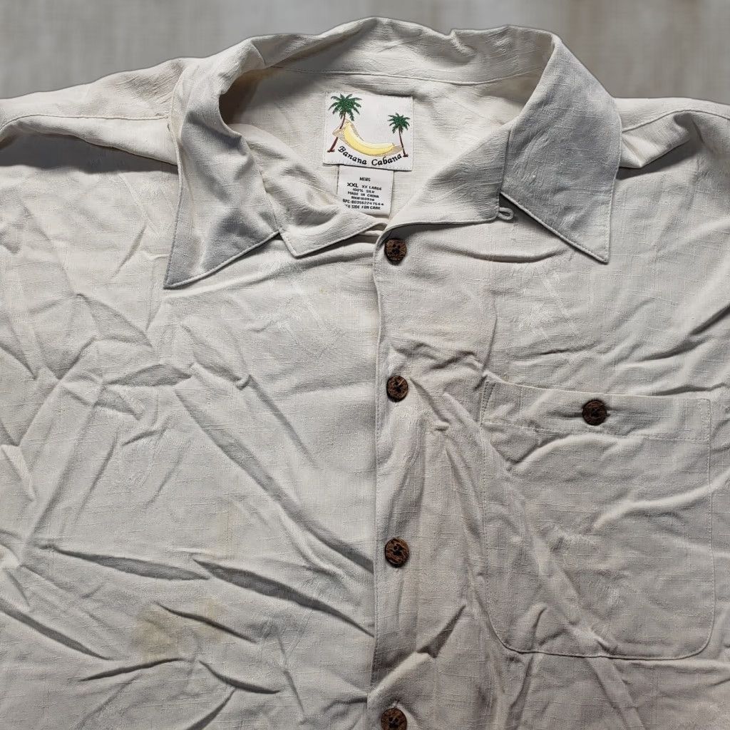 Vintage Banana Cabana Button Up Shirt Short Sleeve Adult Mens 2XL XXL Tan Brown Silk Geometric Pattern Casual Vintage: No - (no extra info) Size US XXL / EU 58 / 5 - 1 Thumbnail