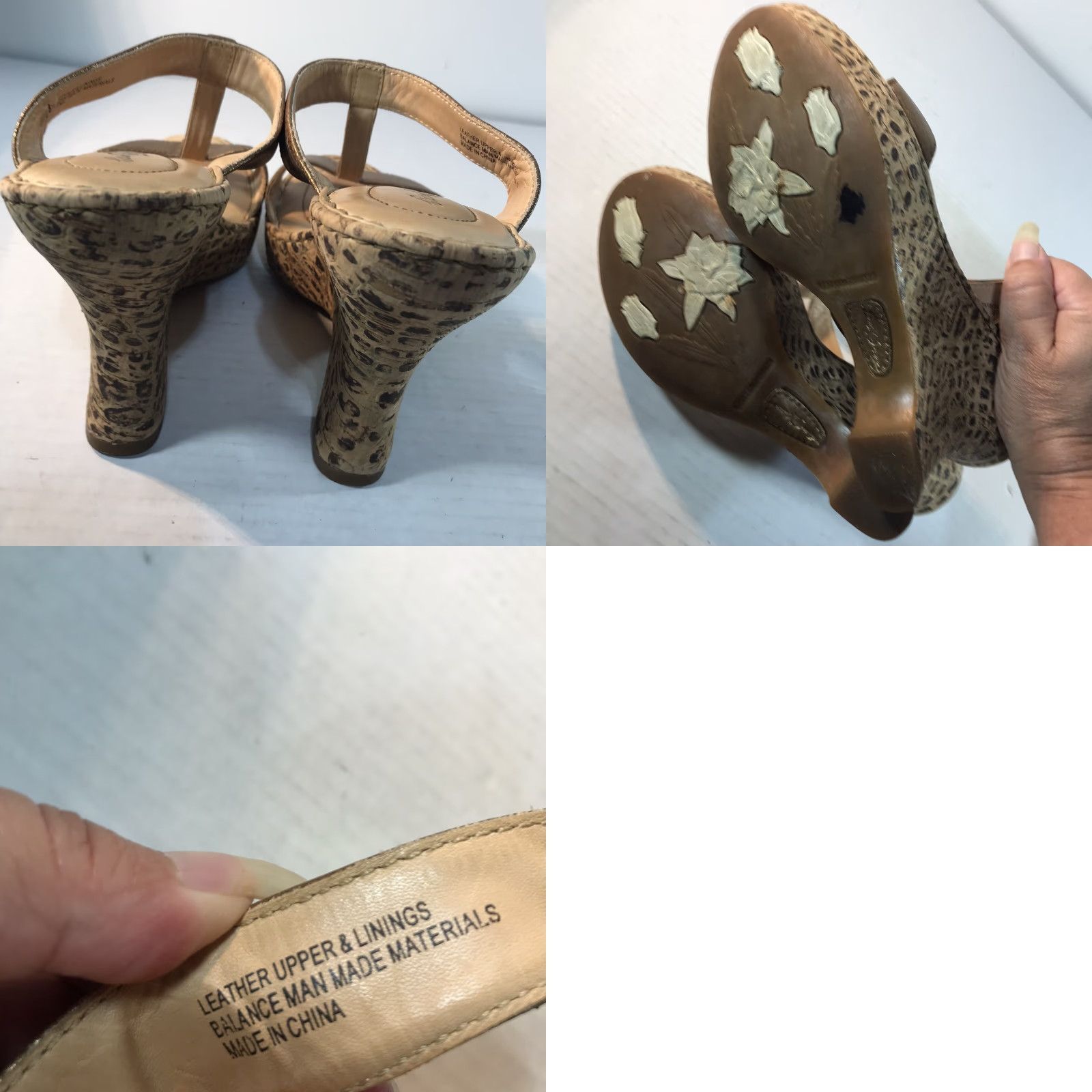 Born VINTAGE Born Crown Wedge Slides Womens Size 9 Leather Gold 4in Heel Casual Boho Size US 9 / IT 39 - 8 Thumbnail