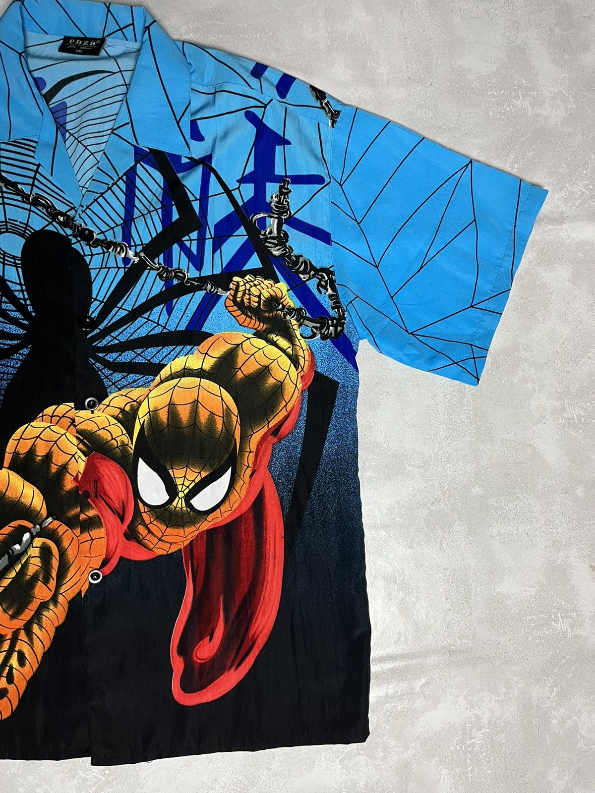 DC Comics × Marvel Comics × Vintage Vintage 00s Spider Man All Over Print Web Shirt Size US L / EU 52-54 / 3 - 4 Thumbnail