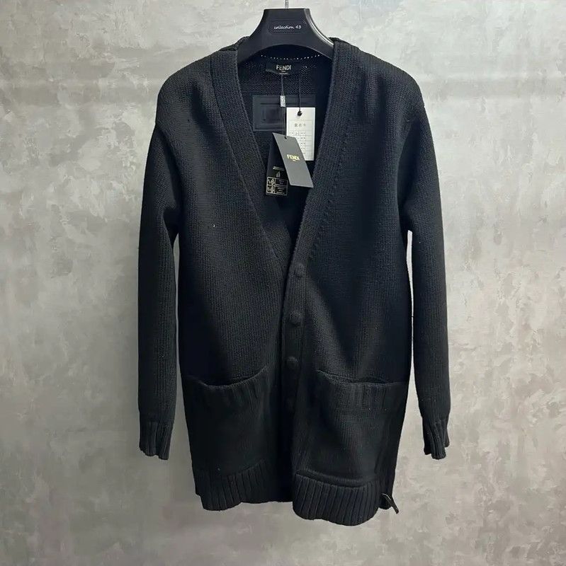 Fendi Fendi Black Cotton Knitted Cardigan for Men 0089 Size US L / EU 52-54 / 3 - 1 Thumbnail