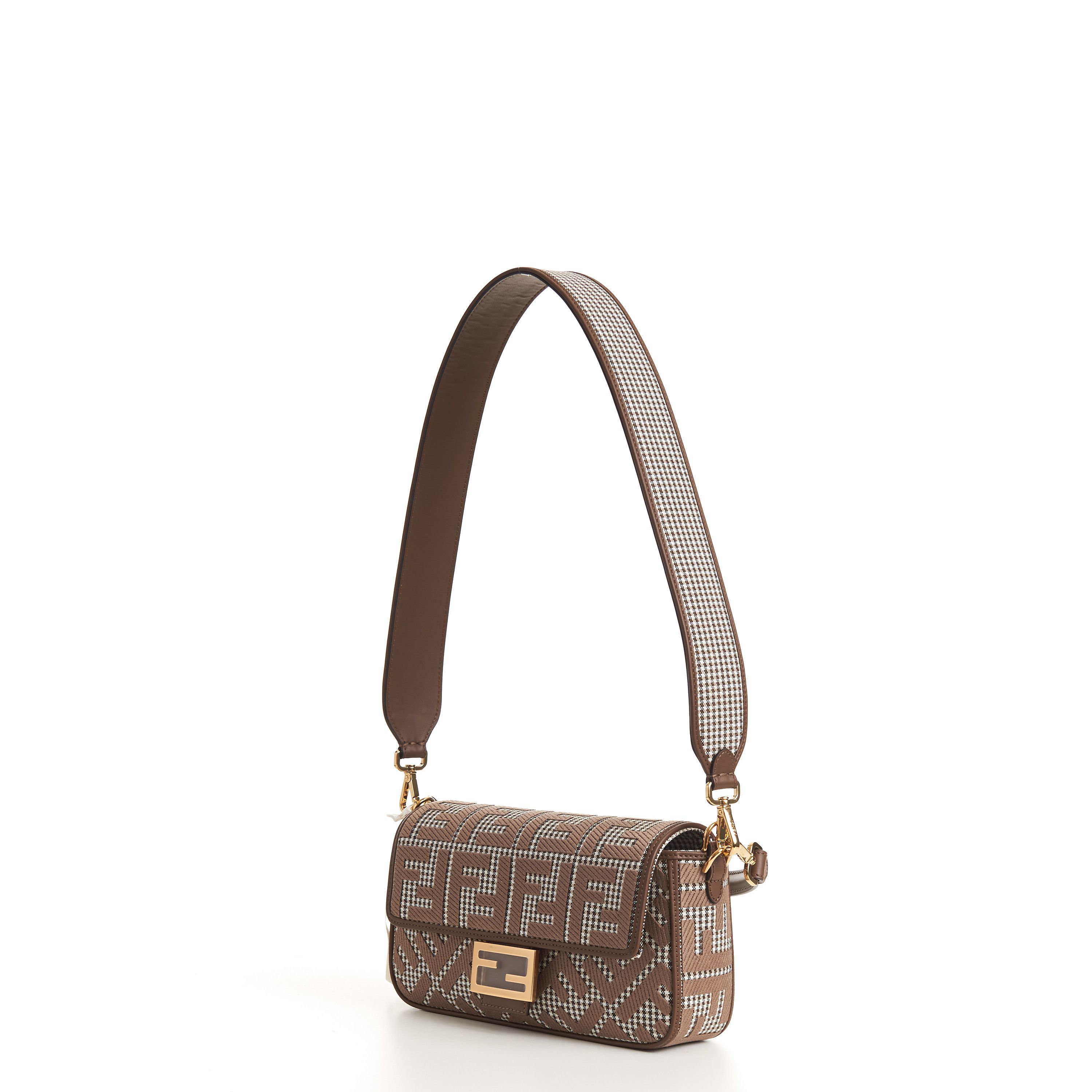 Fendi Medium Baguette - Brown Houndstooth Wool Bag Size ONE SIZE - 2 Thumbnail