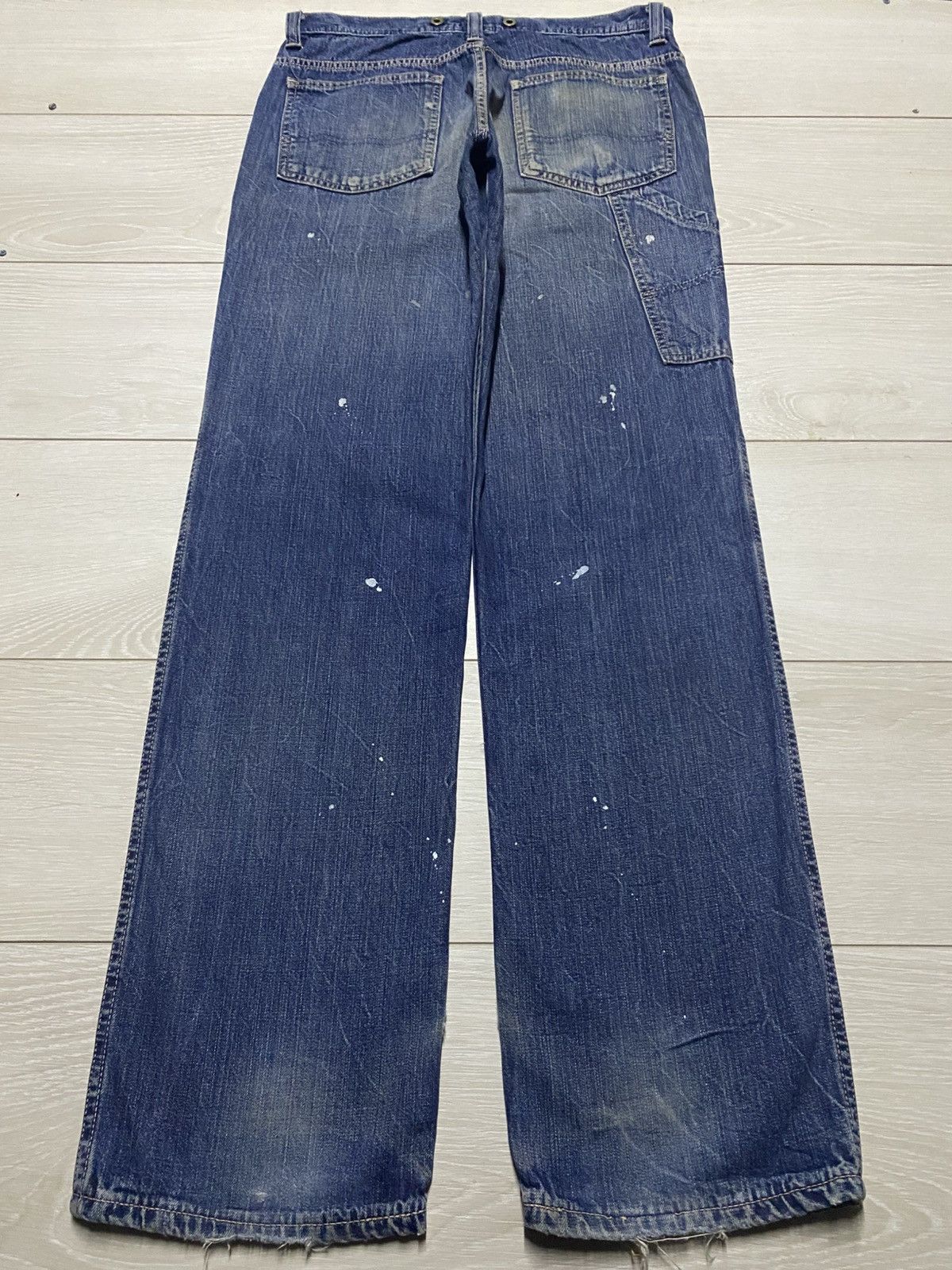 Lee Vintage Lee Union Made Blue Wash Paint Splatter Loose Jeans Size US 31 - 2 Thumbnail