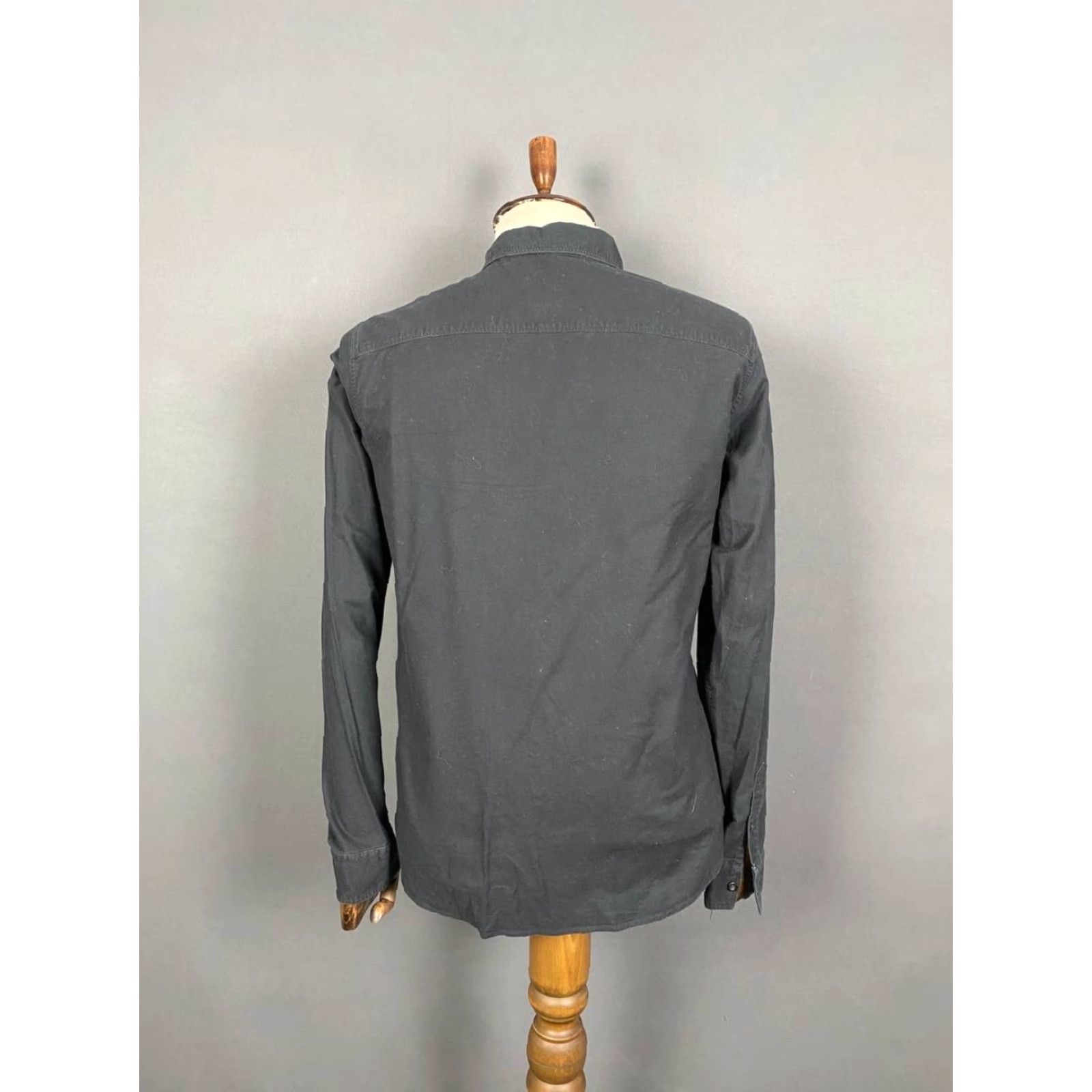 Allsaints AllSaints Mens Button-Up Shirt M Black Long Sleeve Stretch Casual Shirt Size US M / EU 48-50 / 2 - 2 Thumbnail