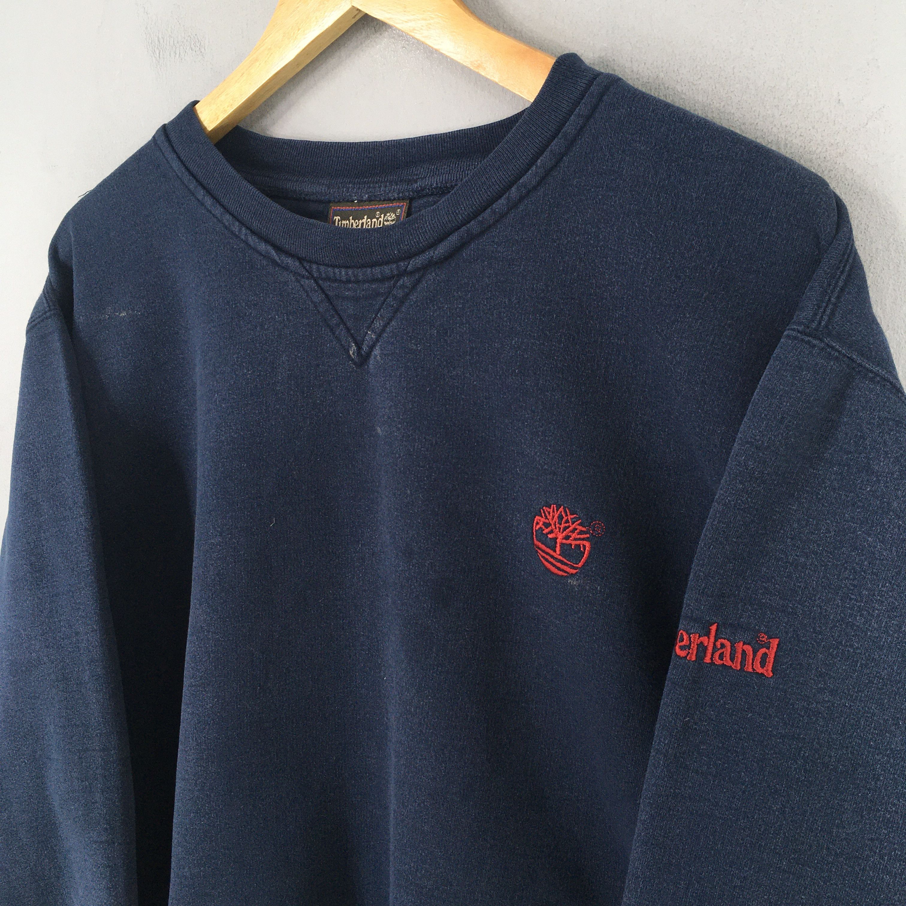 Timberland × Vintage Vintage 90s Timberland Weathergear Blue Sweatshirt Medium Size US M / EU 48-50 / 2 - 3 Thumbnail
