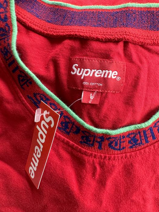 Supreme Supreme Old English Collar Logo L/S Top Red Tee Large