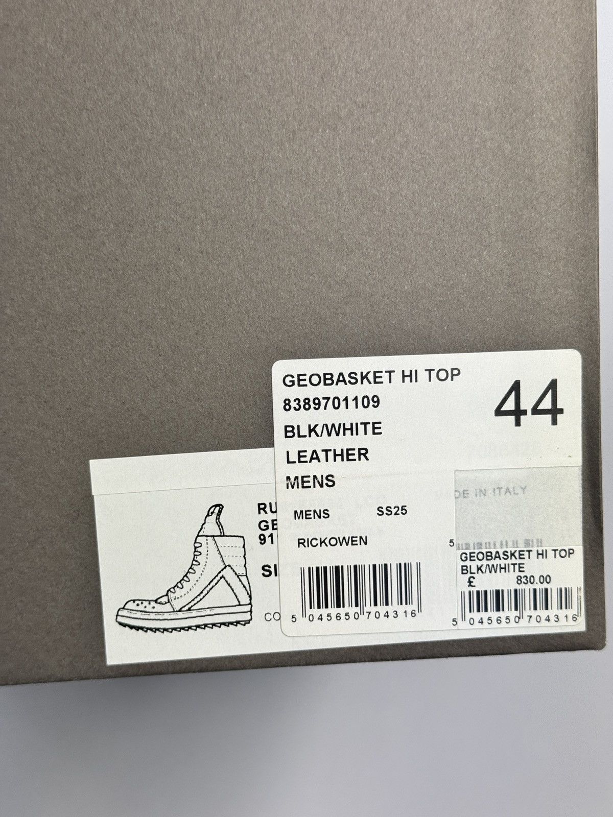 Rick Owens GEOBASKET HIGH TOP SNEAKERS Size US 11 / EU 44 - 15 Thumbnail