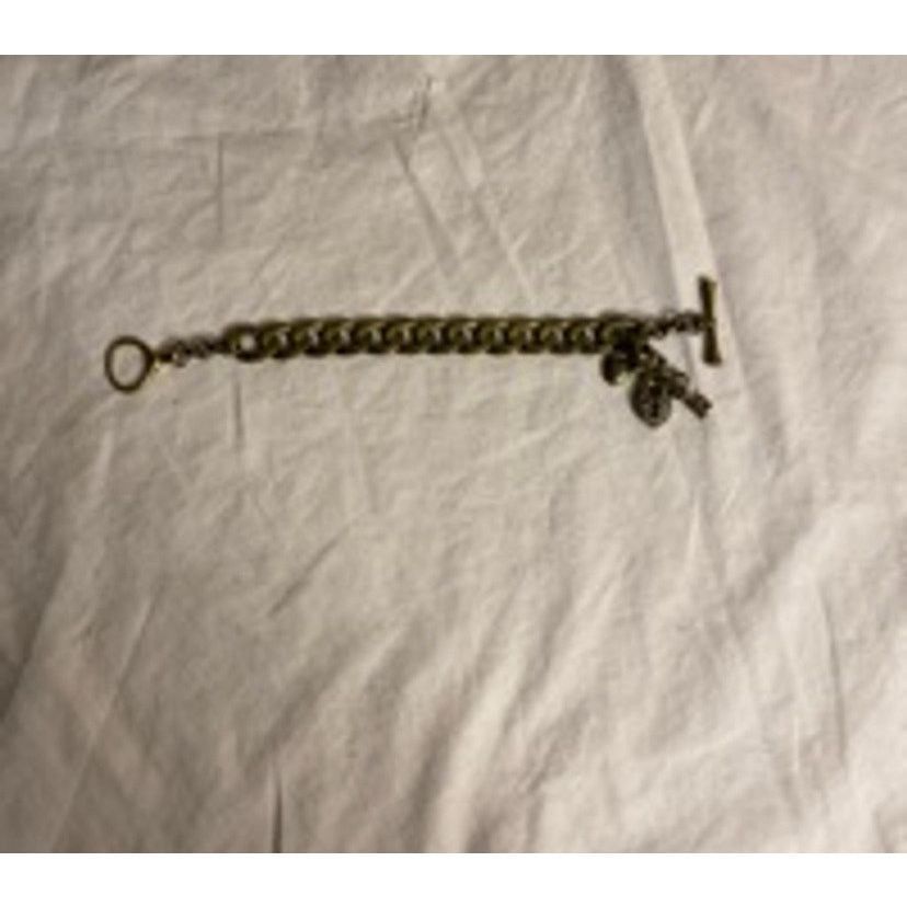 Fossil Vintage Y2K Fossil Brass Tone Toggle Charm Bracelet Size ONE SIZE - 4 Thumbnail