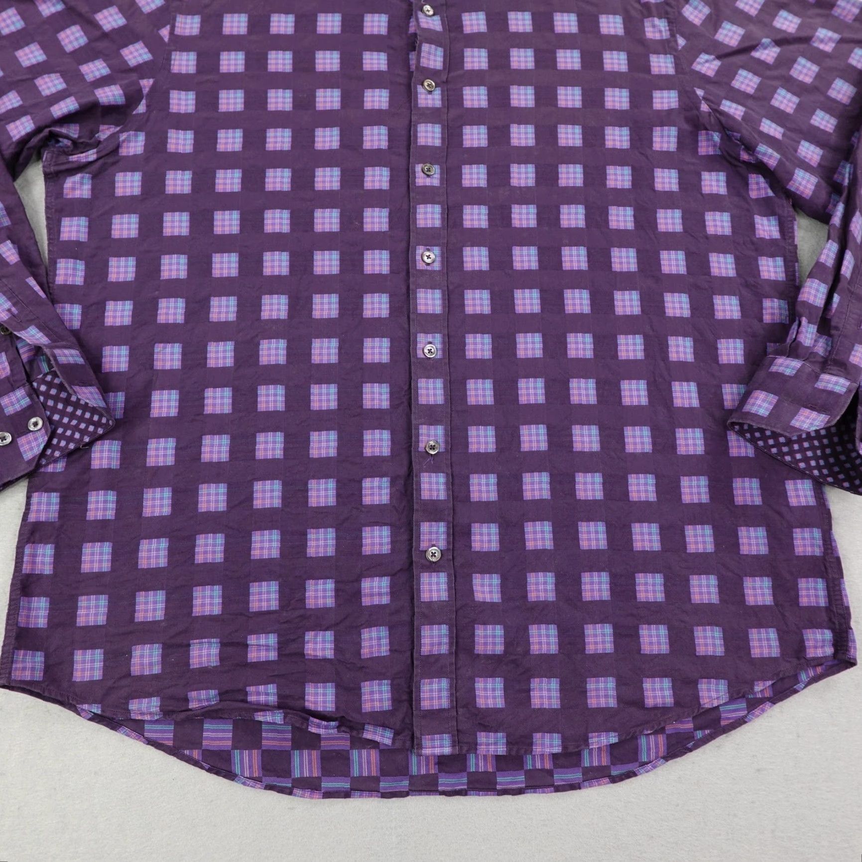 BUGATCHI VINTAGE Bugatchi Uomo Shirt Men 2XL Long Sleeve Purple Plaid Classic Fit Button-Up Business Casual Formal Party Cocktail Workwear Size US XXL / EU 58 / 5 - 3 Thumbnail
