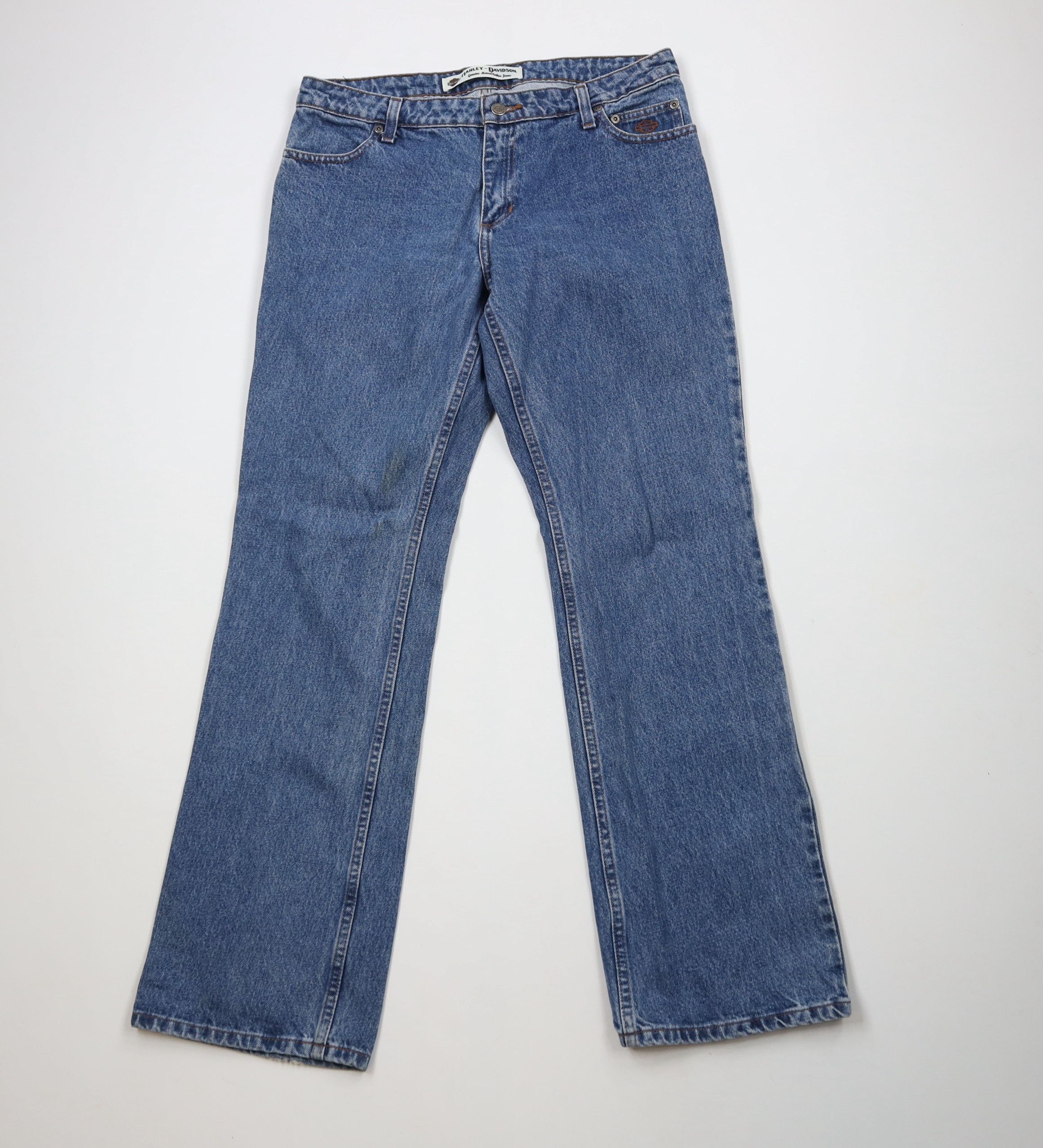 Harley Davidson × Vintage Vintage Harley Davidson Wide Leg Denim Jeans Blue Cotton Size 32" / US 10 / IT 46 - 1 Thumbnail