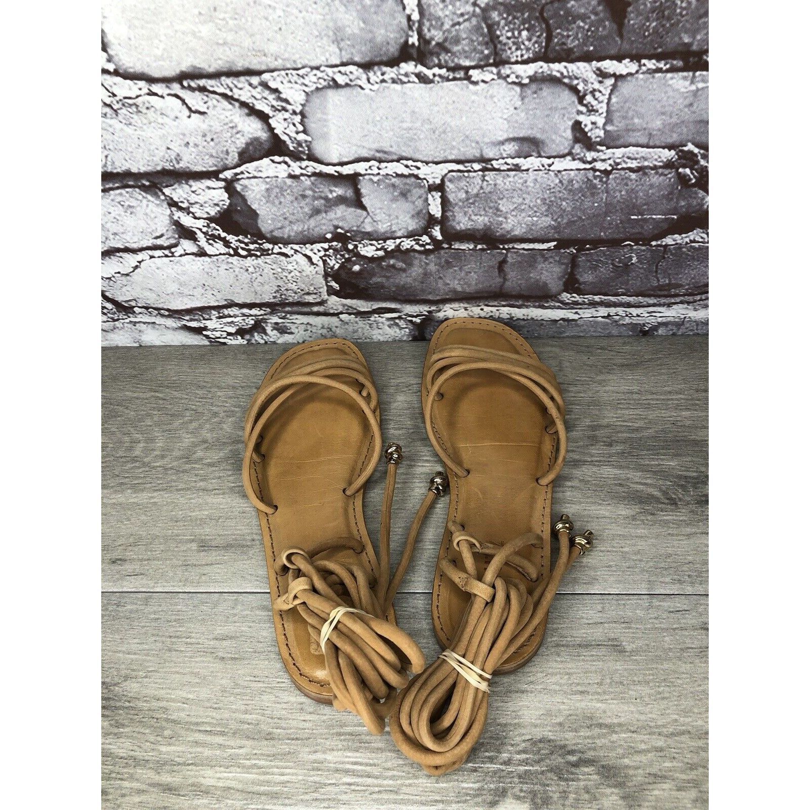 Other SCHUTZ Magdalena Nude Caramel Nubuck Boho Ankle Lace Sandals Size US 7 / IT 37 - 4 Thumbnail