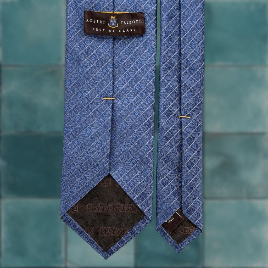 Robert Talbott VINTAGE Robert Talbott Tie Necktie Mens Blue Silk Geometric Jacquard Italian Designer Size ONE SIZE - 1 Thumbnail
