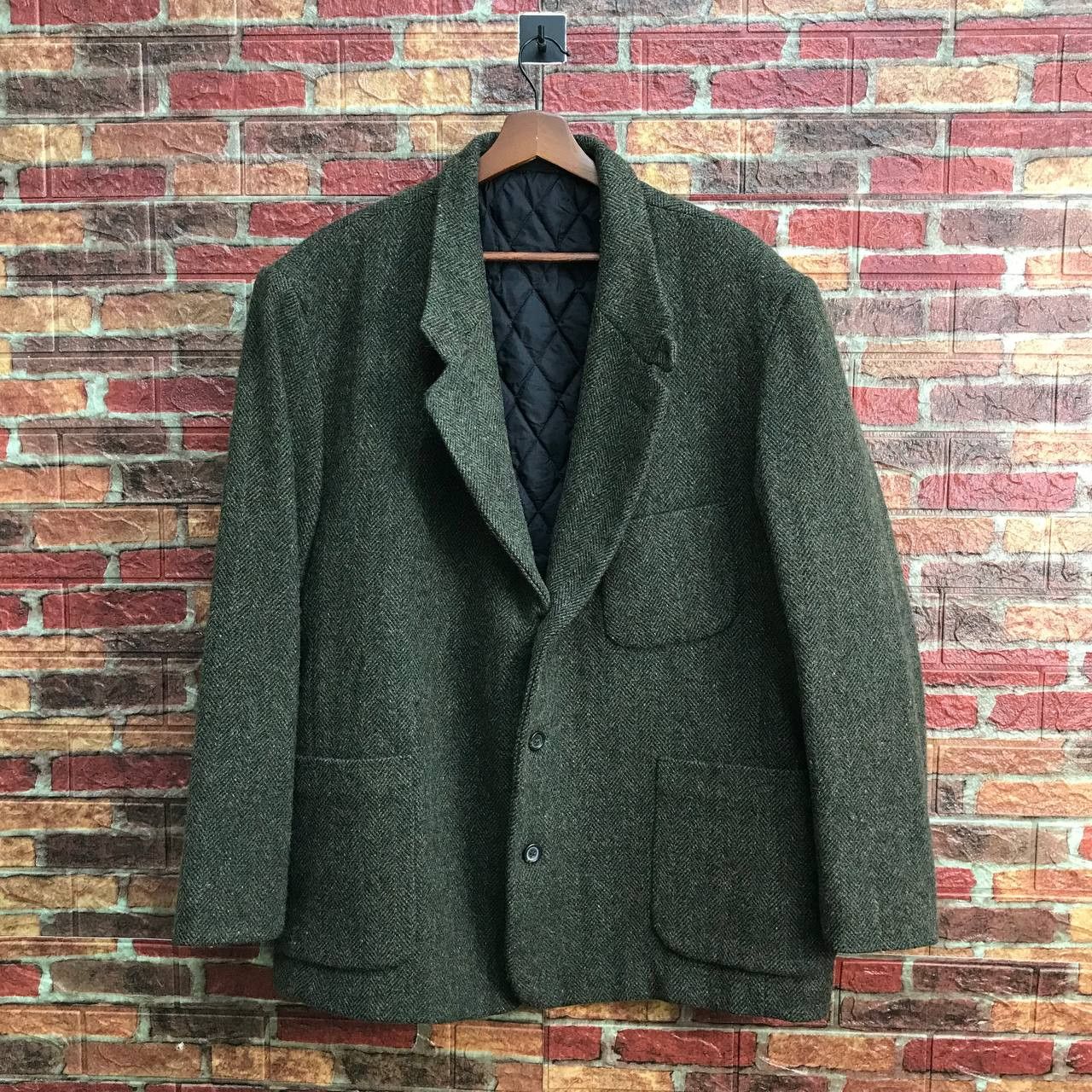 L.L. Bean Vintage 90s L.L. Bean Wool Herringbone Chore Quilted Field Size US XL / EU 56 / 4 - 2 Thumbnail