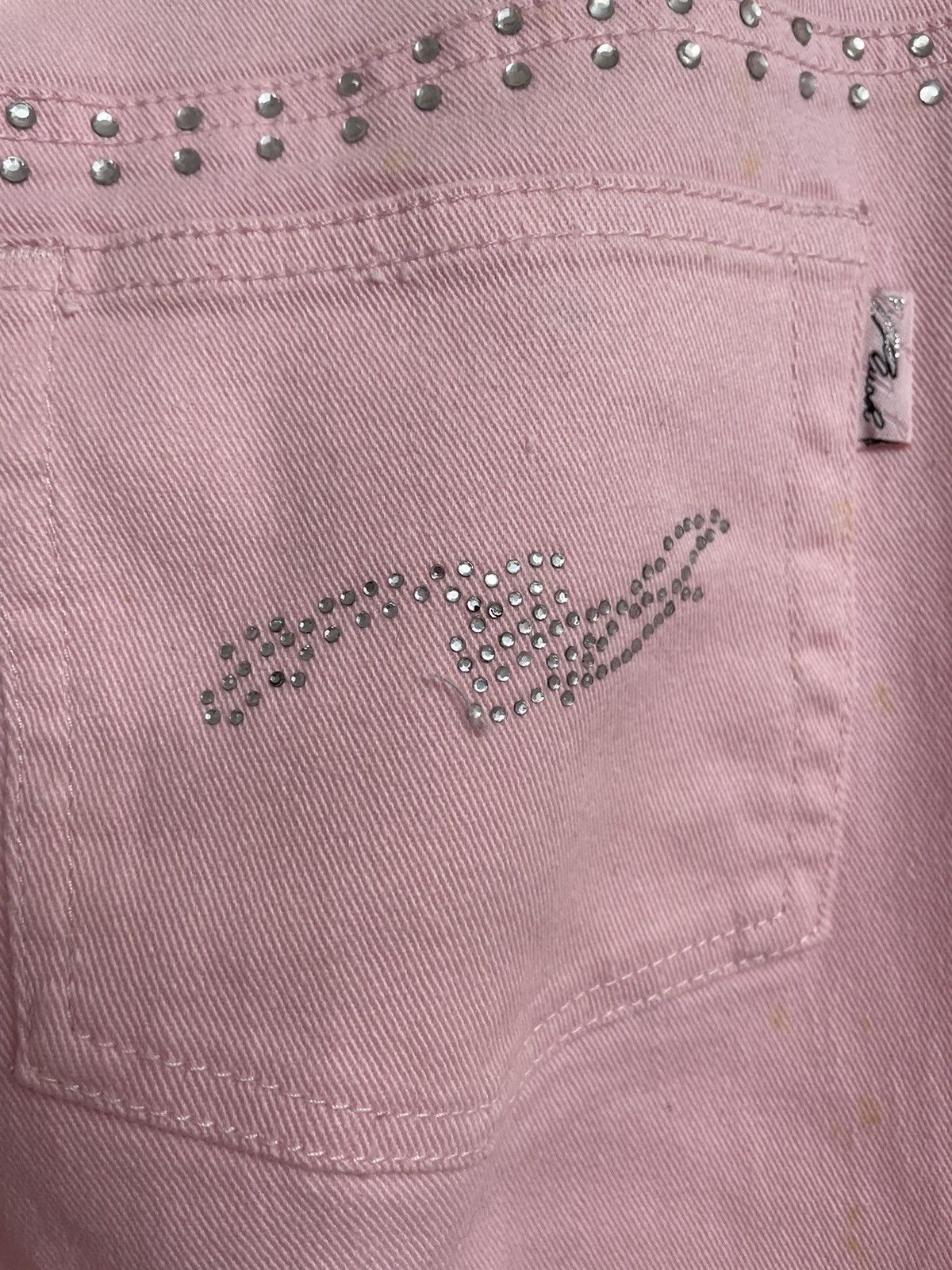 Vintage Platinum Plush Open Leg Rhinestone Jeans Pink New Size 15 Size 38" / US 16 / IT 52 - 11 Thumbnail