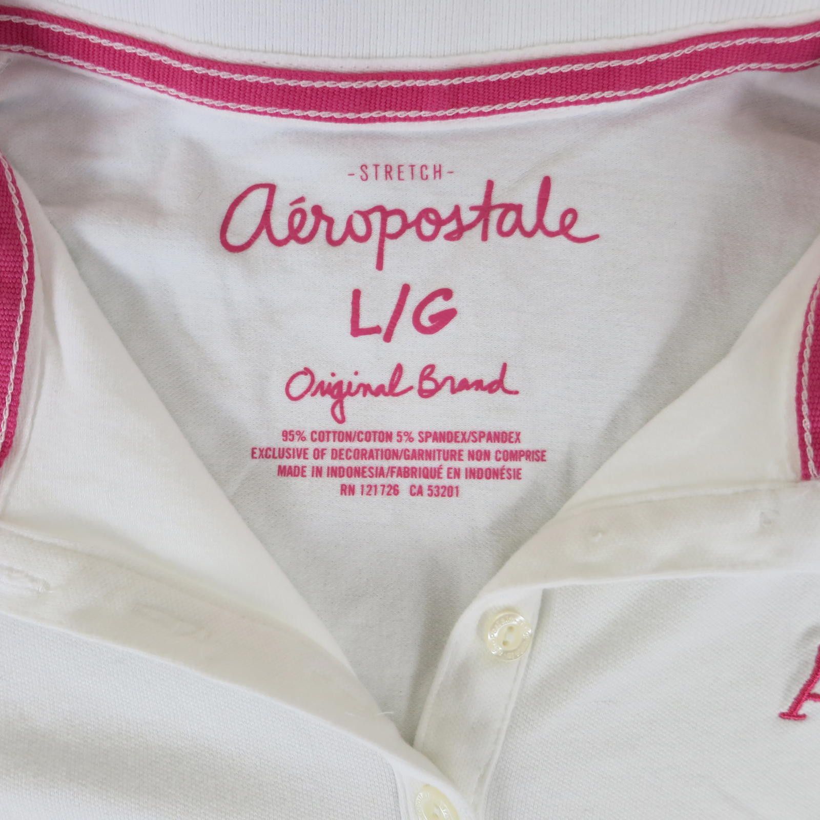 Aeropostale Aeropostale White Stretch Polo Shirt Women's Large Size L / US 10 / IT 46 - 3 Thumbnail
