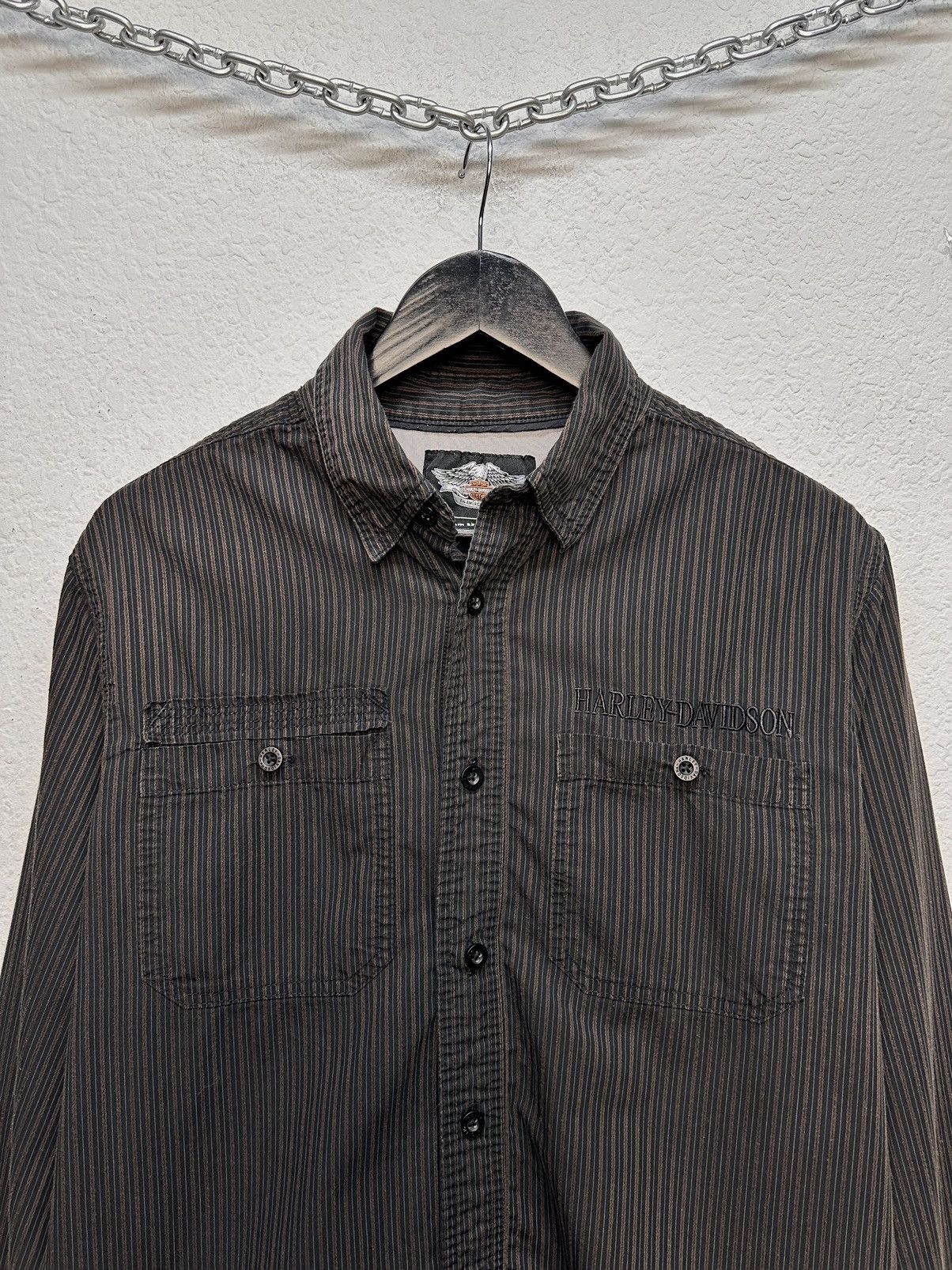 Harley Davidson Harley Davidson striped black shirt biker West Choppers Y2K Size US M / EU 48-50 / 2 - 4 Thumbnail