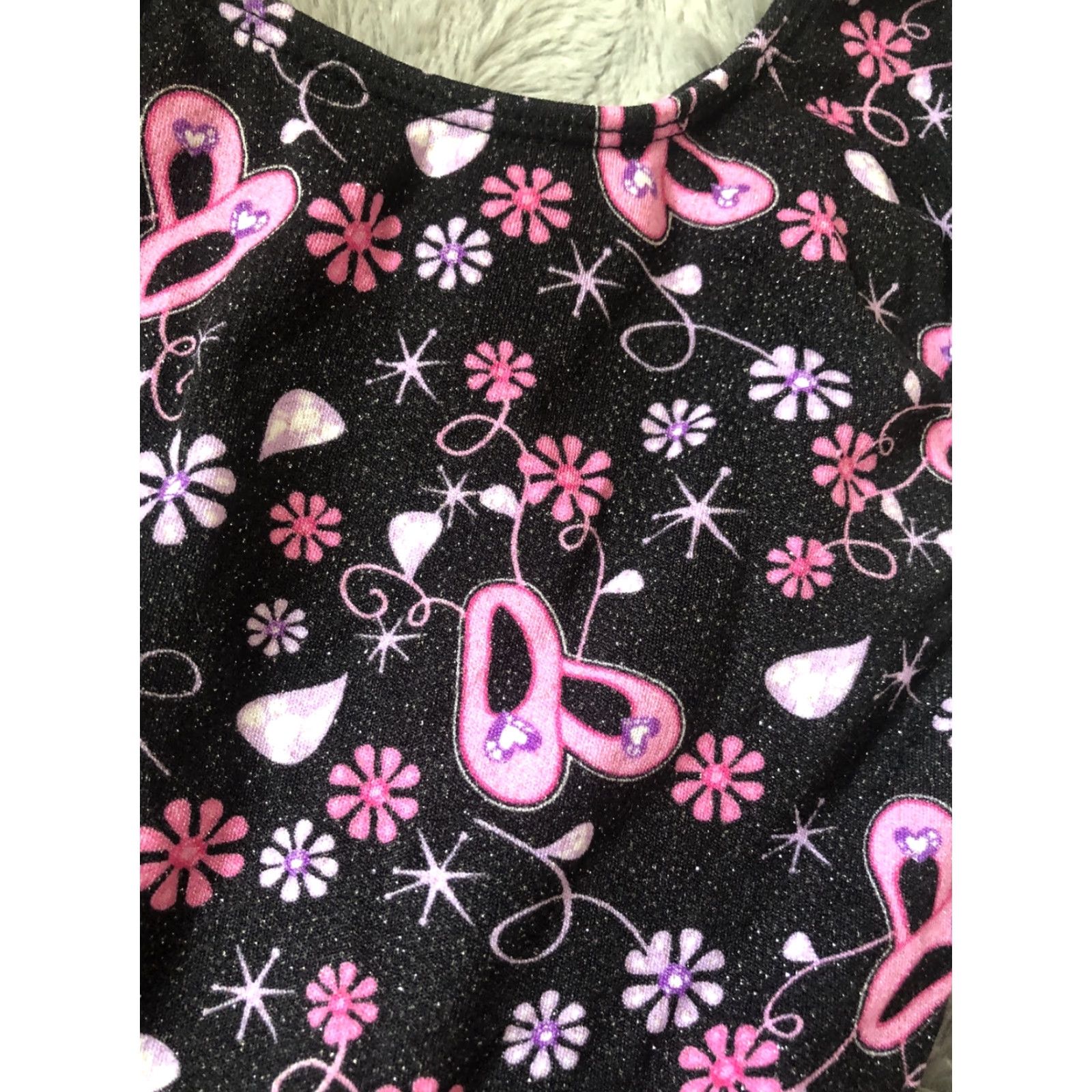 Vintage Girls Moret Dance Unitard Black Pink Sparkles Floral Ballet Slippers Size S 6/7 Womens Girls Size ONE SIZE - 4 Thumbnail