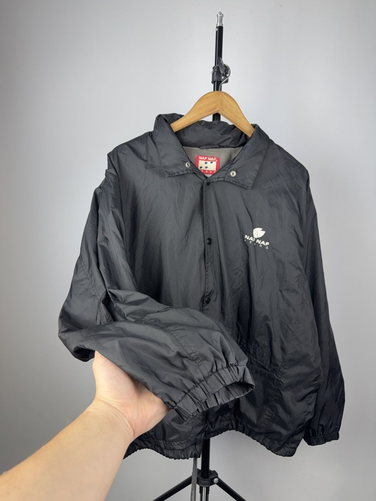 Issey Miyake × Japanese Brand × Vintage Vintage 90s NAF NAF Jeans Black Windbreaker Jacket Logo Size US L / EU 52-54 / 3 - 8 Thumbnail