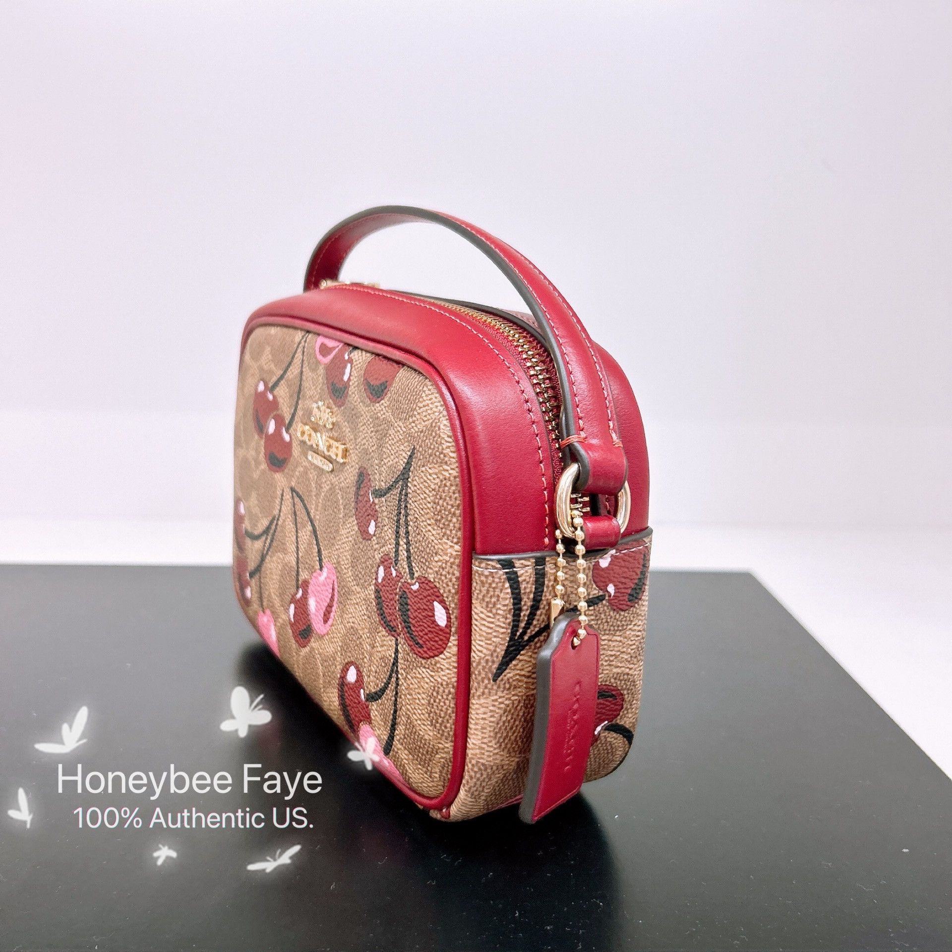 Coach 🍒 Mini Jamie Camera Bag In Signature Canvas Cherry CAB03 Size ONE SIZE - 2 Thumbnail