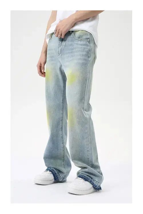 Jean Hip-hop street painting contrast color flared washed jeans Size US 32 / EU 48 - 4 Thumbnail