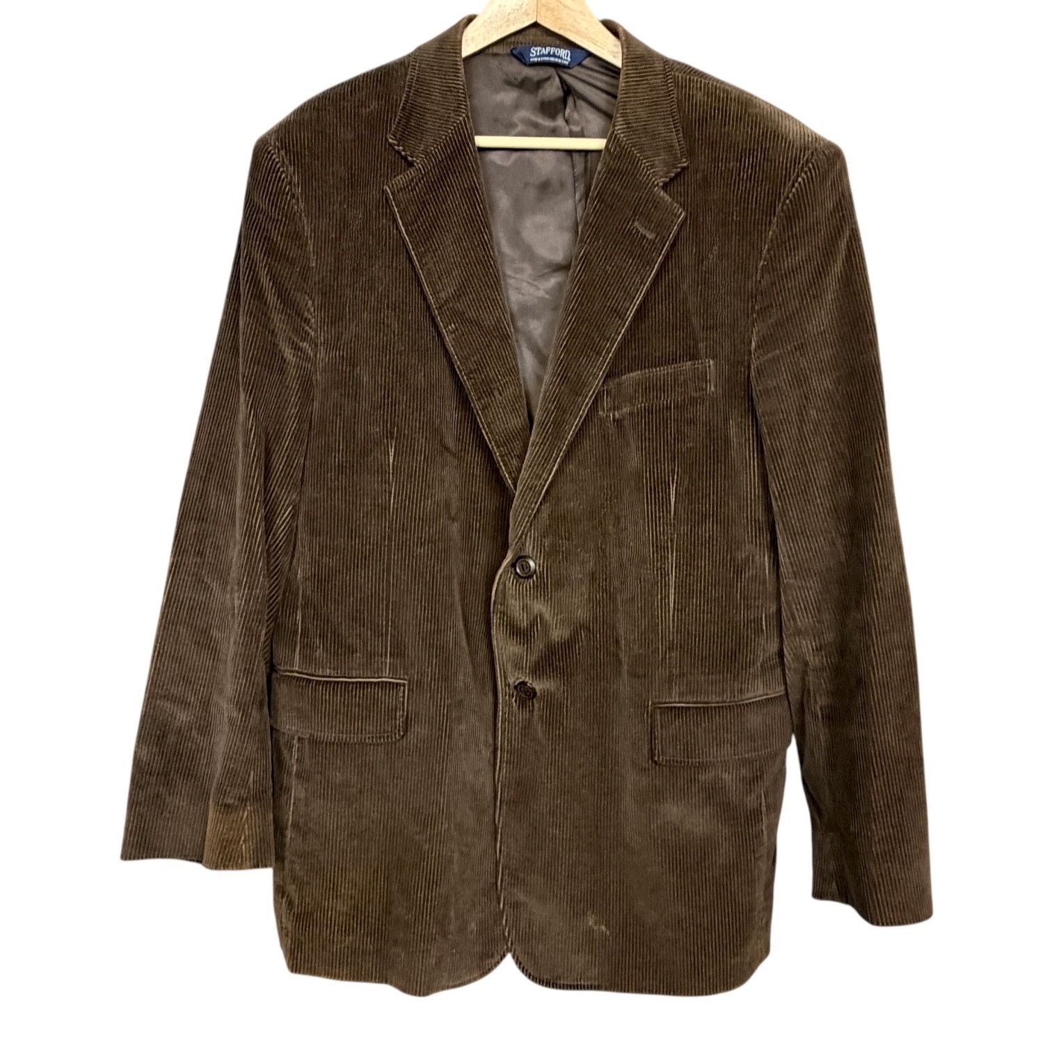Stafford Stafford Mens Blazer 44R Brown Corduroy Academia Elbow Patch Size 44R - 12 Thumbnail