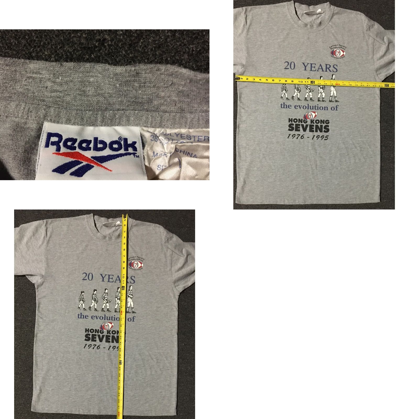 Reebok VINTAGE Reebok Shirt Mens XL 90s Hong Kong Sevens Rugby Tournament 20th Anniversary Gray Size US XL / EU 56 / 4 - 8 Thumbnail