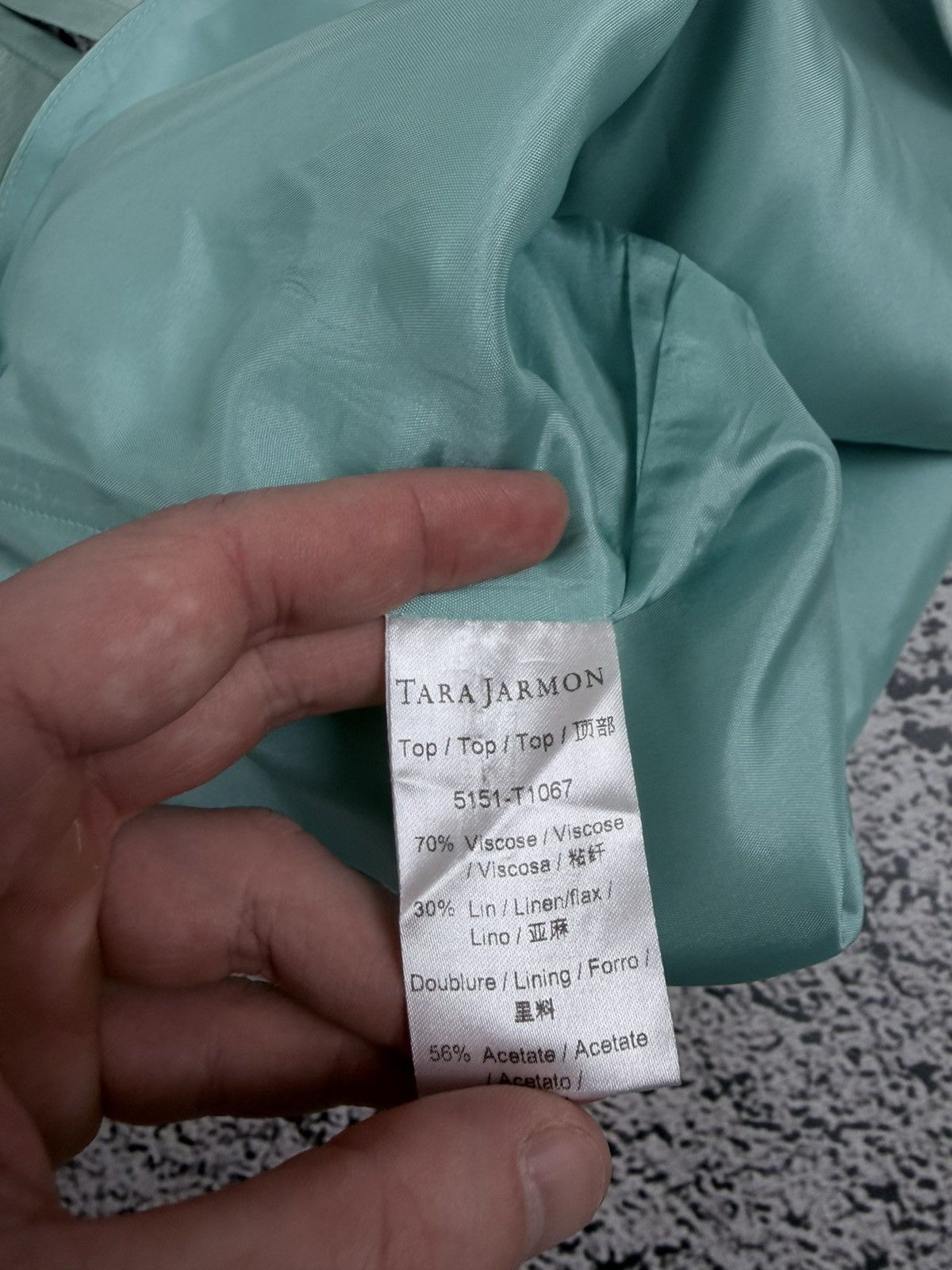 Tara Jarmon Mademoiselle Tara Jarmon Mint Green Linen Panel Top 38 Size S / US 4 / IT 40 - 7 Thumbnail
