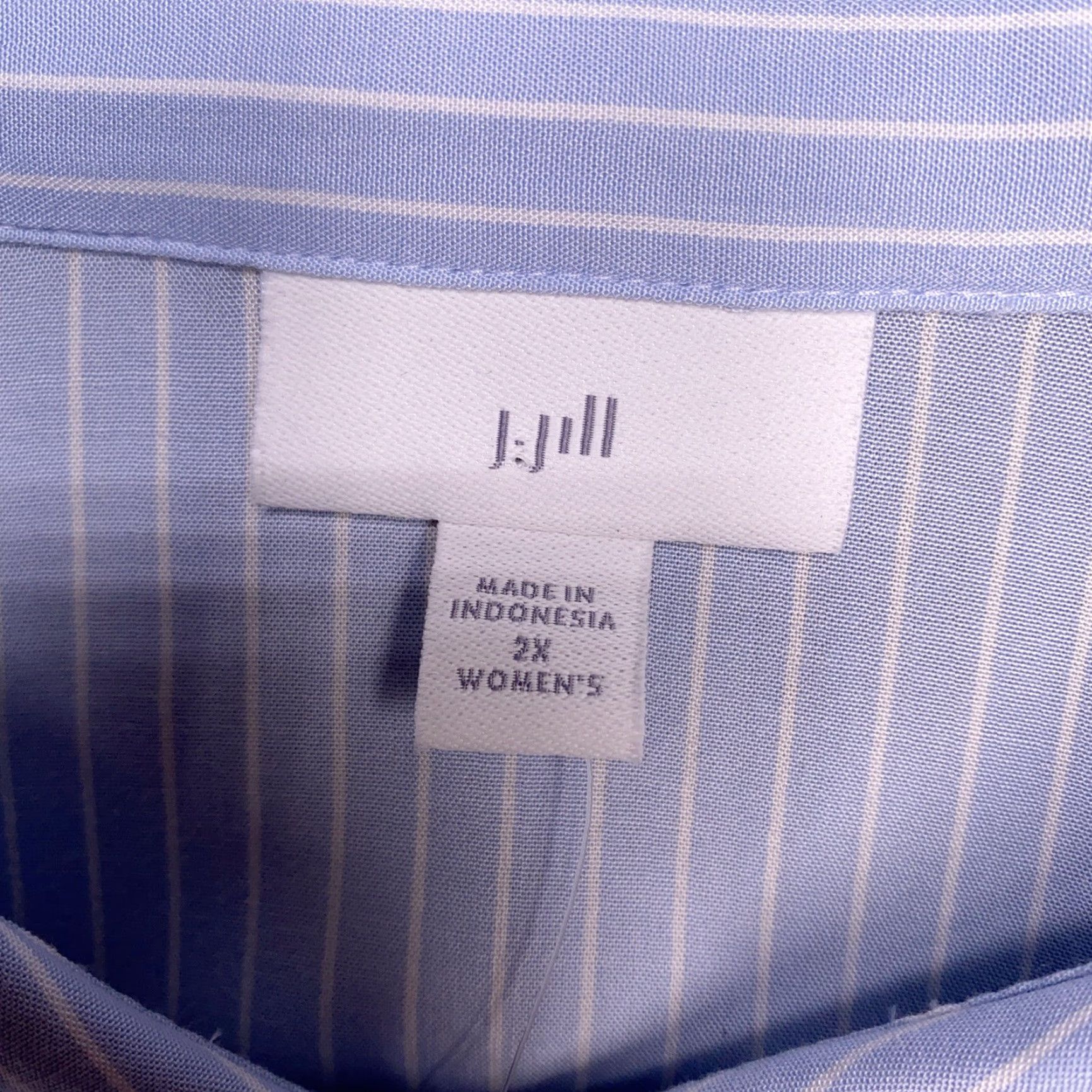 J. Jill J. Jill Button-Up Shirt Womens 2X Blue Stripe Long Sleeve Collared Pocketless Modern Lightweight All Seasons Casual New with Tags Size XXL / US 16-18 / IT 52-54 - 5 Thumbnail