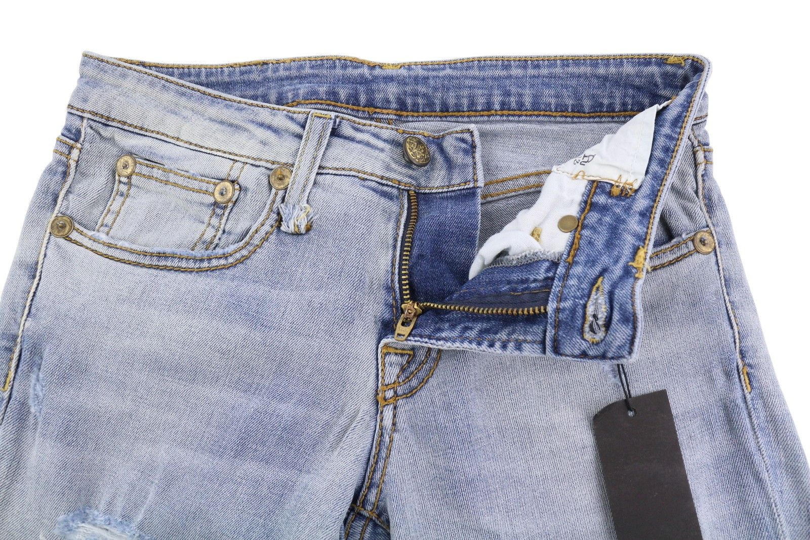 R13 ALISON CROP 24 Light Destroyed Faded Patches Distress 86480 Size 24" / US 00 / IT 34 - 4 Thumbnail