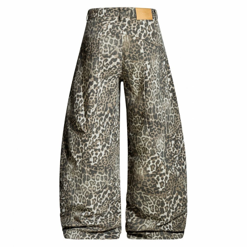Vintage Retro men's punk distressed loose leopard curved trousers Size US 32 / EU 48 - 2 Thumbnail