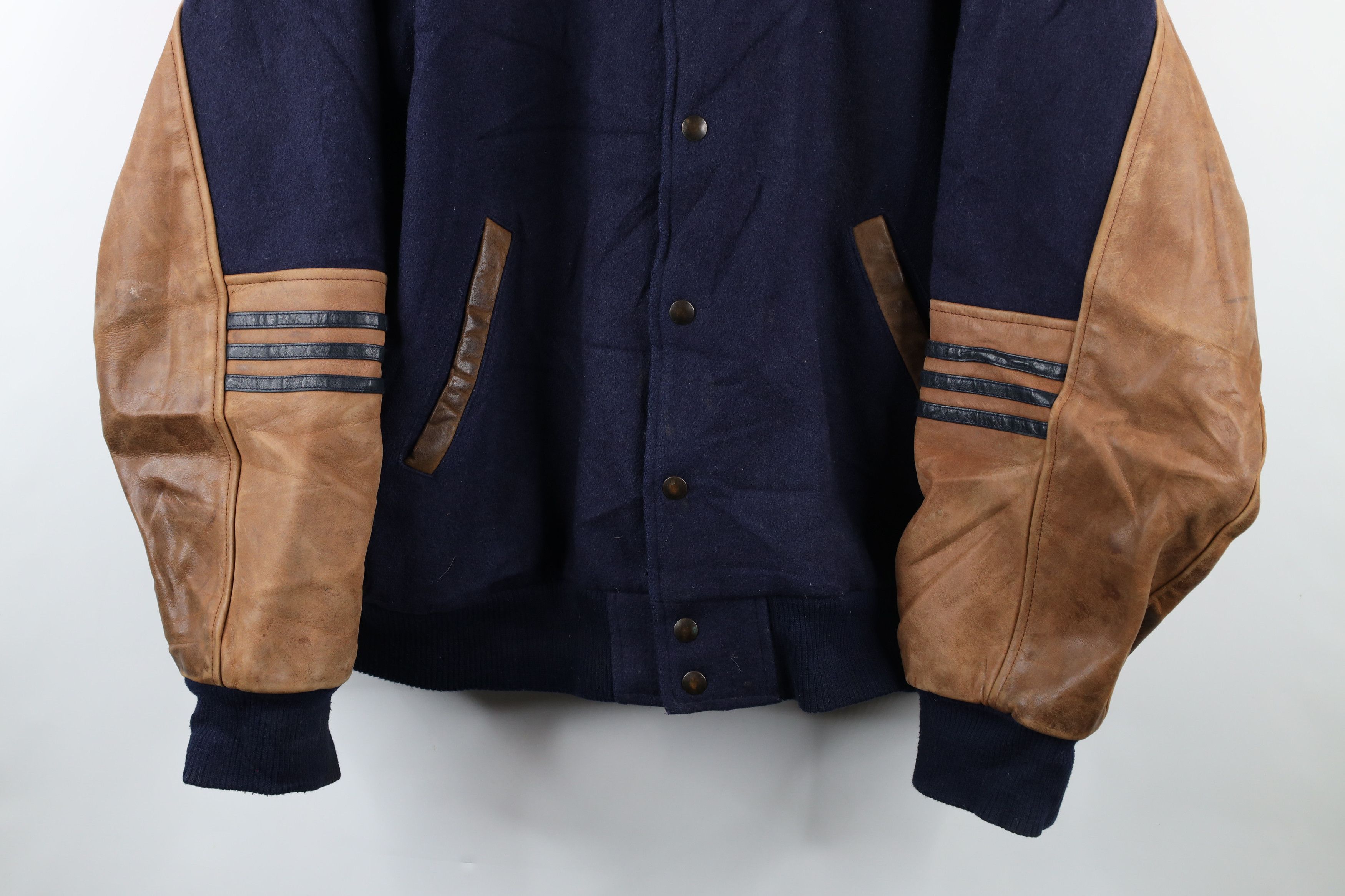 Vintage Vintage Adidas Dame University Wool Leather Varsity Jacket Size US L / EU 52-54 / 3 - 3 Thumbnail