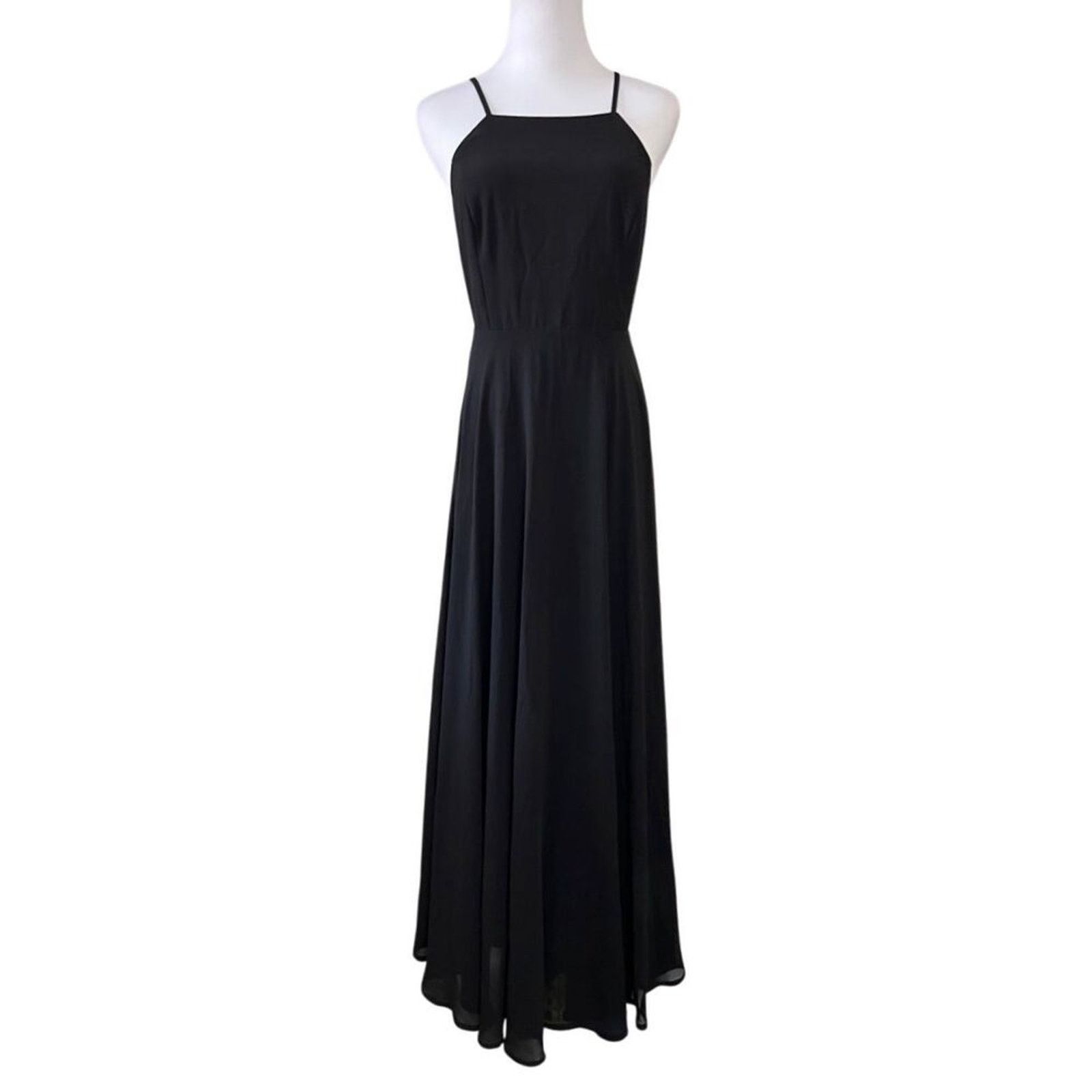 Other Lulu's Black Back Chiffon A-line Long Maxi Dress SMALL Gala Size S / US 4 / IT 40 - 2 Thumbnail