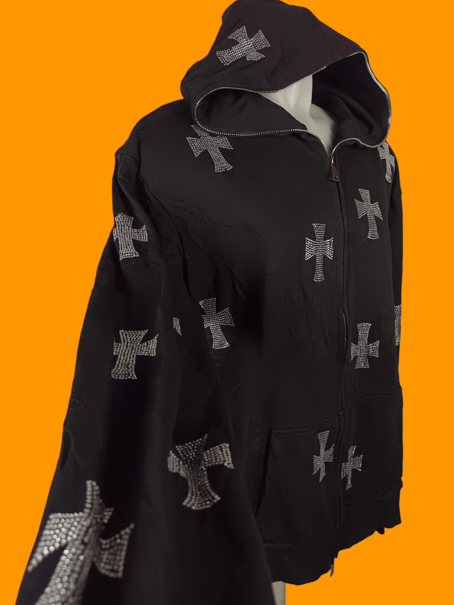 Hysteric Glamour × If Six Was Nine × Japanese Brand Y2K Hoodie Rhinestone Cross Zip Up Style Size US XL / EU 56 / 4 - 15 Thumbnail