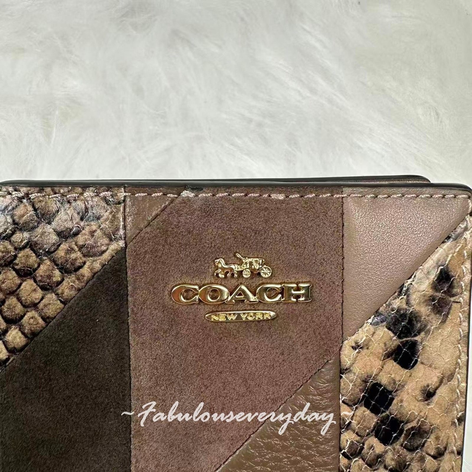 Coach Coach Snap Wallet With Patchwork Snake Print Leather/Gold Size ONE SIZE - 4 Thumbnail