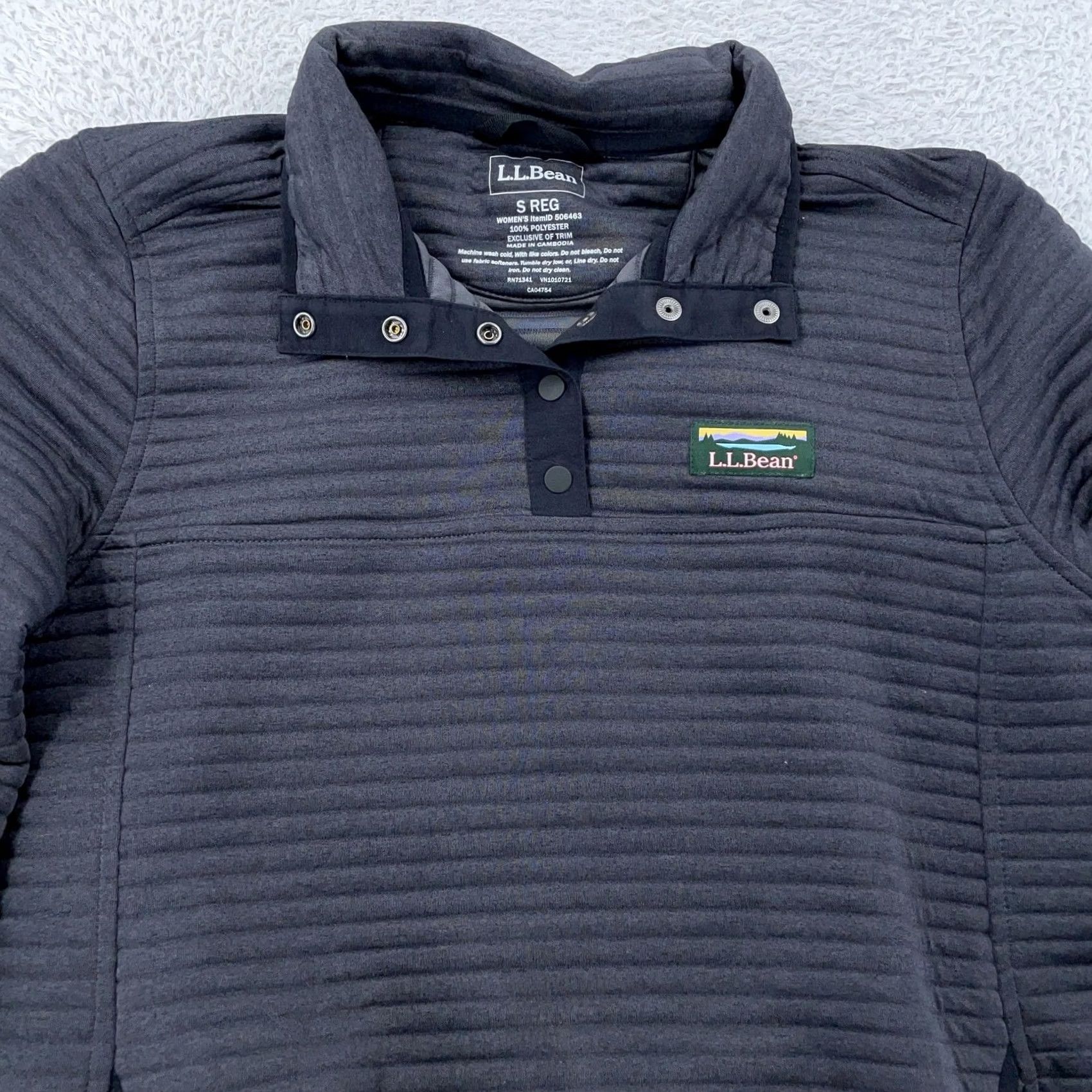 Vintage L.L. Bean Pullover Shirt Women S Gray Fleece Snap Mock Neck Logo Patch Airlight Knit Quick-Drying Breathable Size S / US 4 / IT 40 - 2 Thumbnail