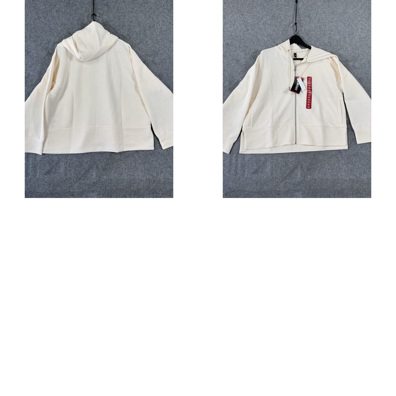 DKNY VINTAGE DKNY Ottoman Full-Zip Hoodie Womens XL Sand Ivory Ribbed Stretch Lined NWT Size XL / US 12-14 / IT 48-50 - 9 Thumbnail