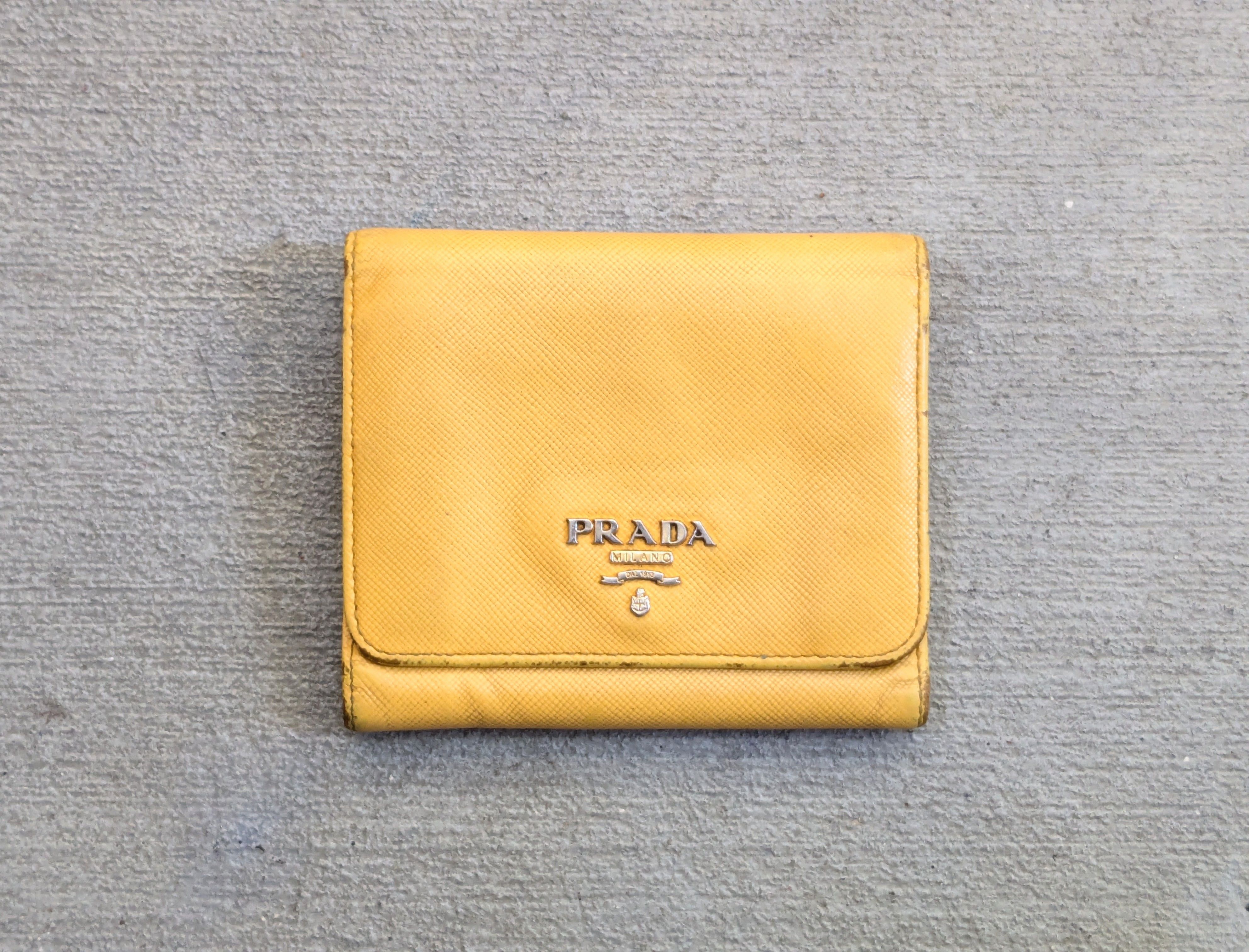 Prada Prada Wallet Yellow Leather Trifold Cardholder Y2K Size ONE SIZE - 1 Thumbnail